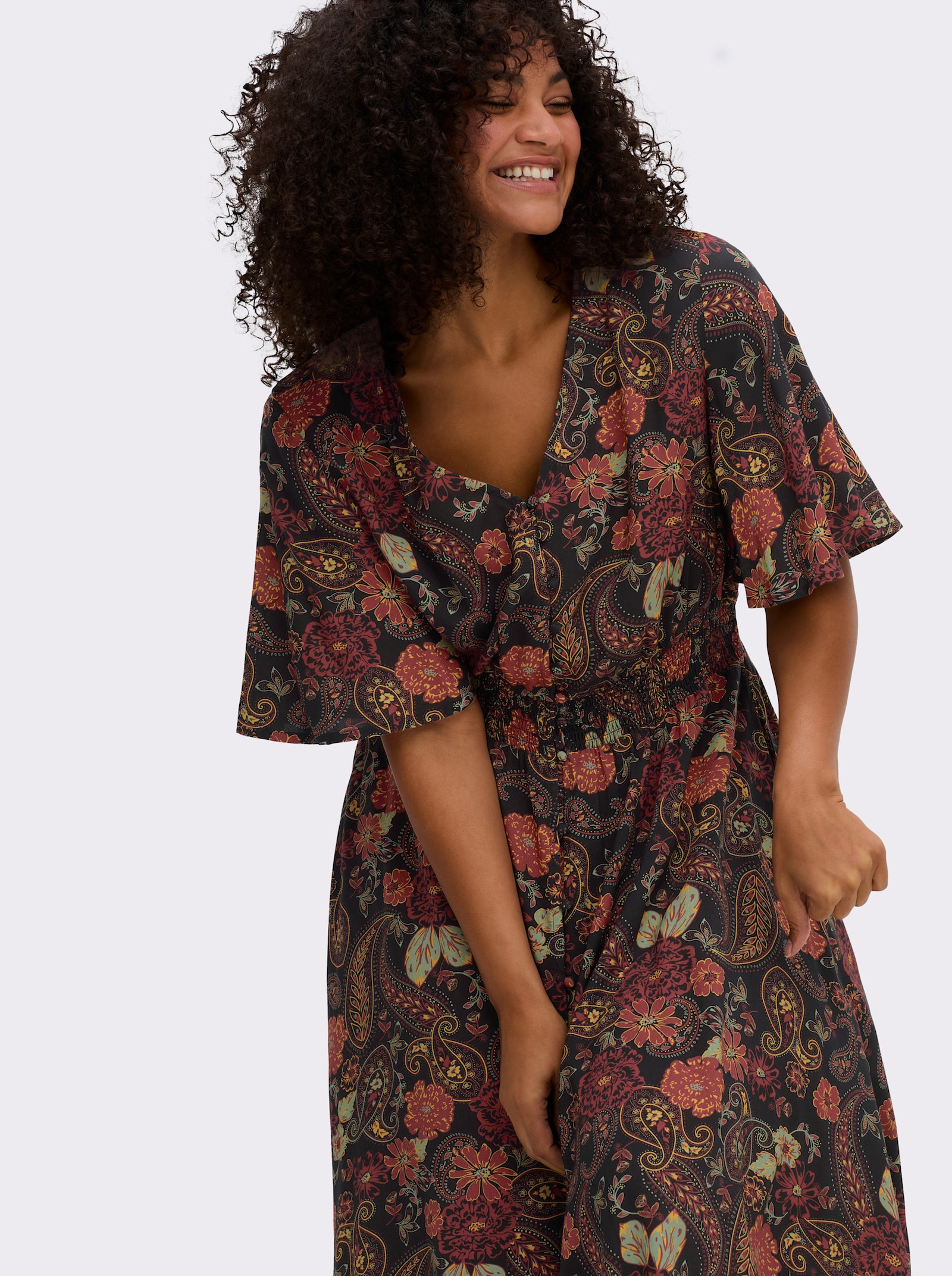 sheego by Joe Browns Maxikleid mit Paisleyprint - schwarz-bedruckt