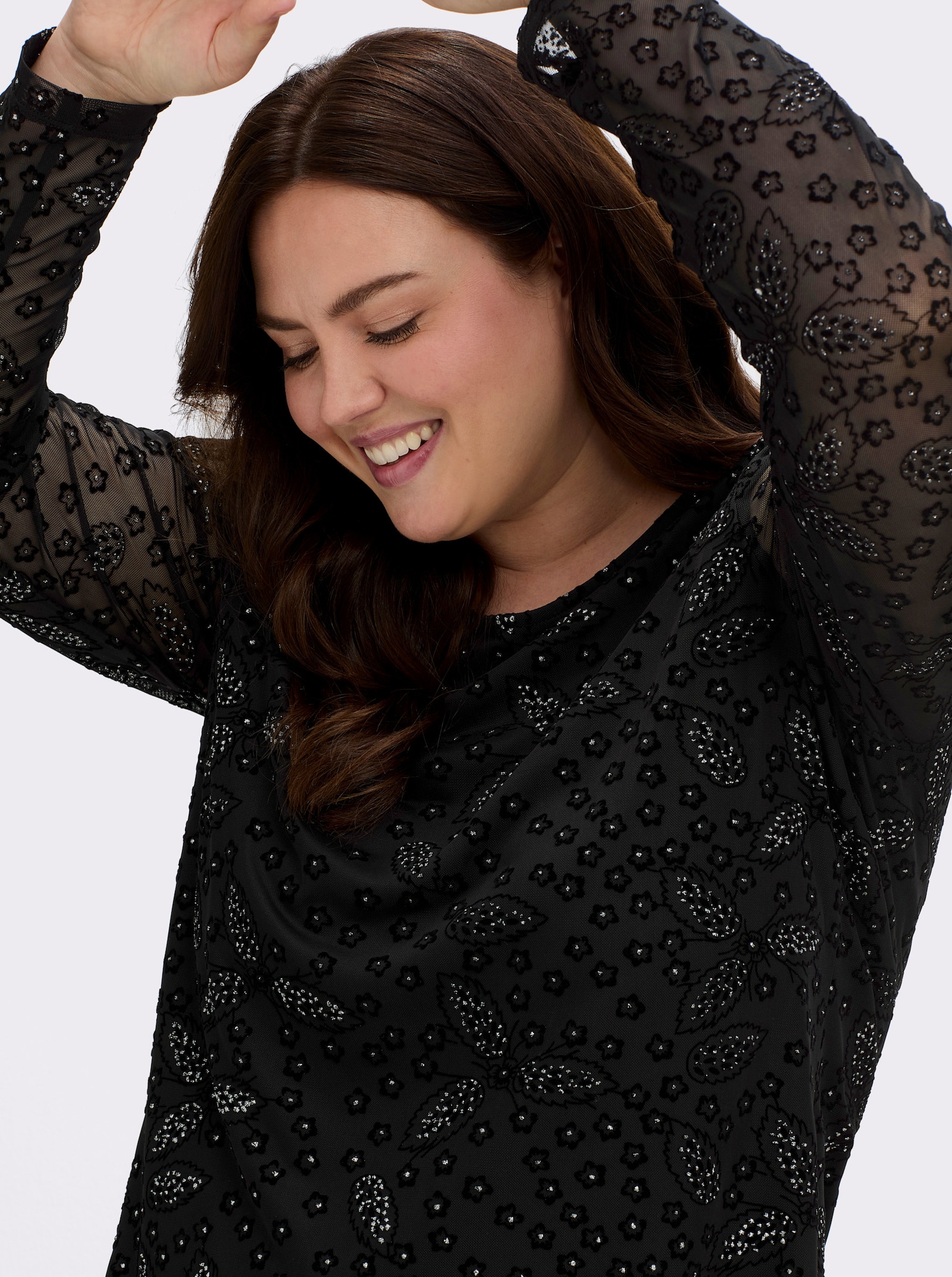 sheego by Joe Browns Shirt mit Glitzersteinchen - schwarz