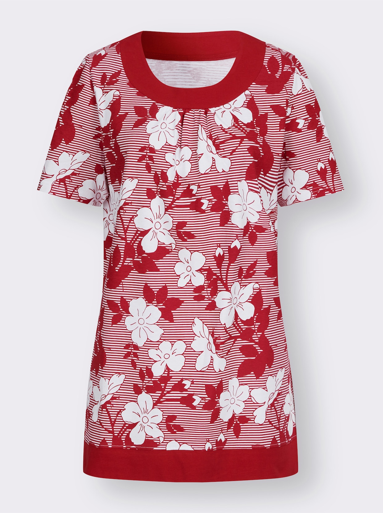 Lang shirt - rood/wit geprint