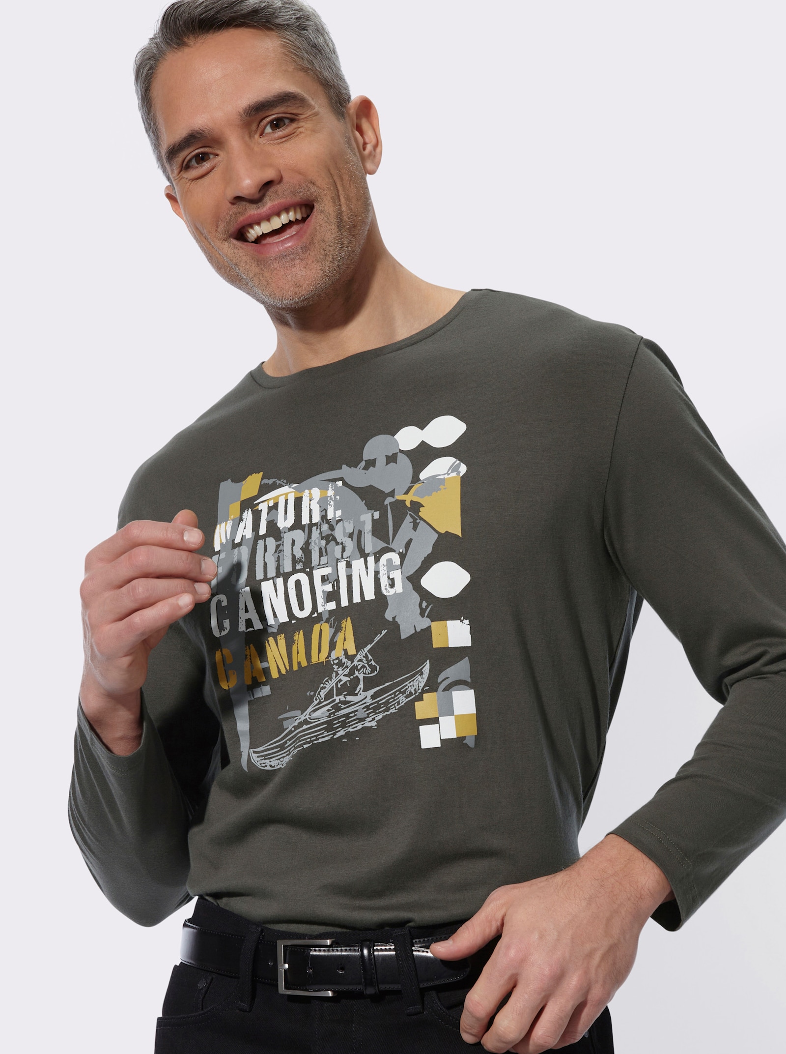 Langarmshirt mit Druckmotiv - graphit