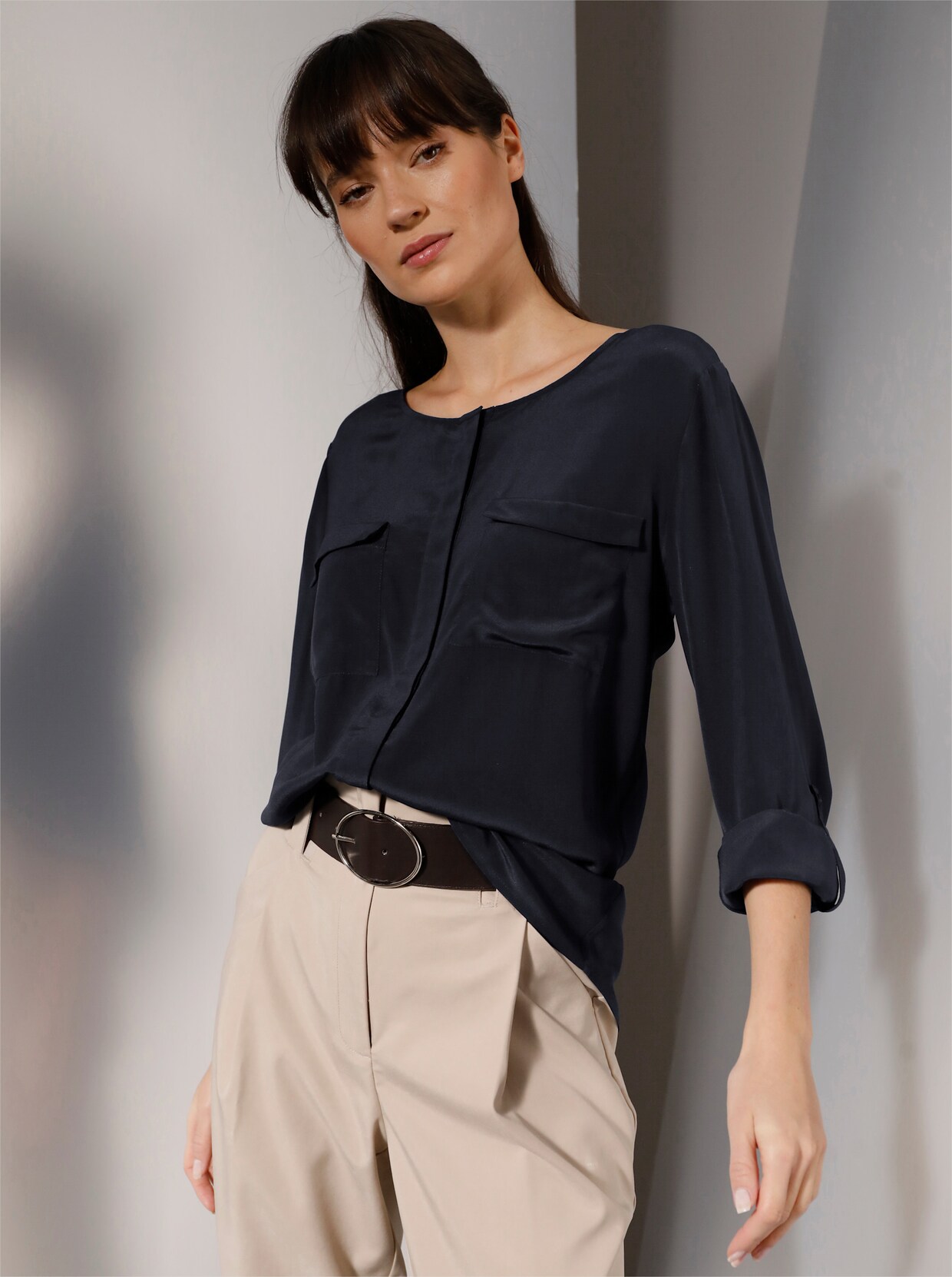 heine Seiden-Bluse - marine