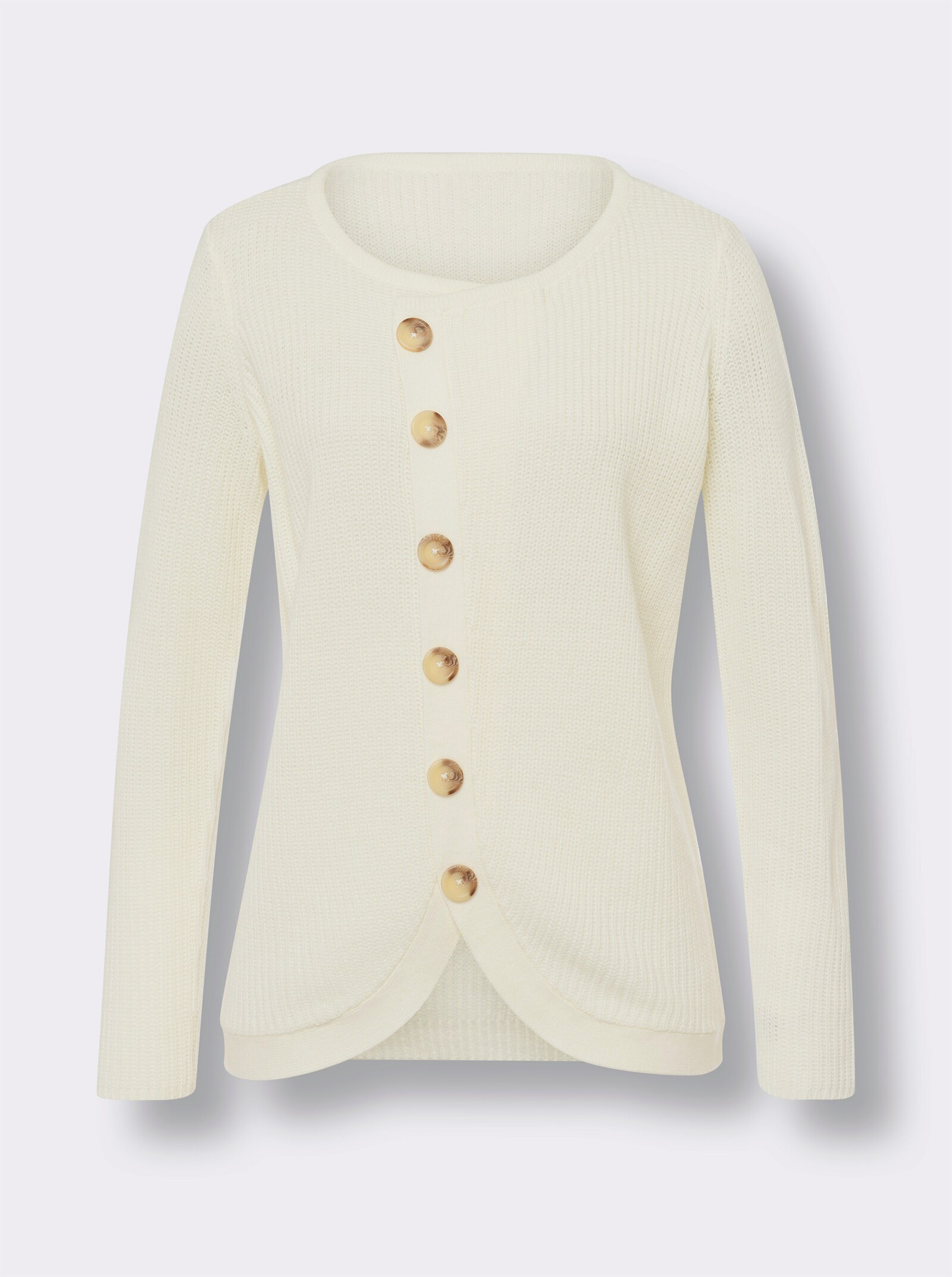 Pullover met lange mouwen en sierknoopsluiting - champagne