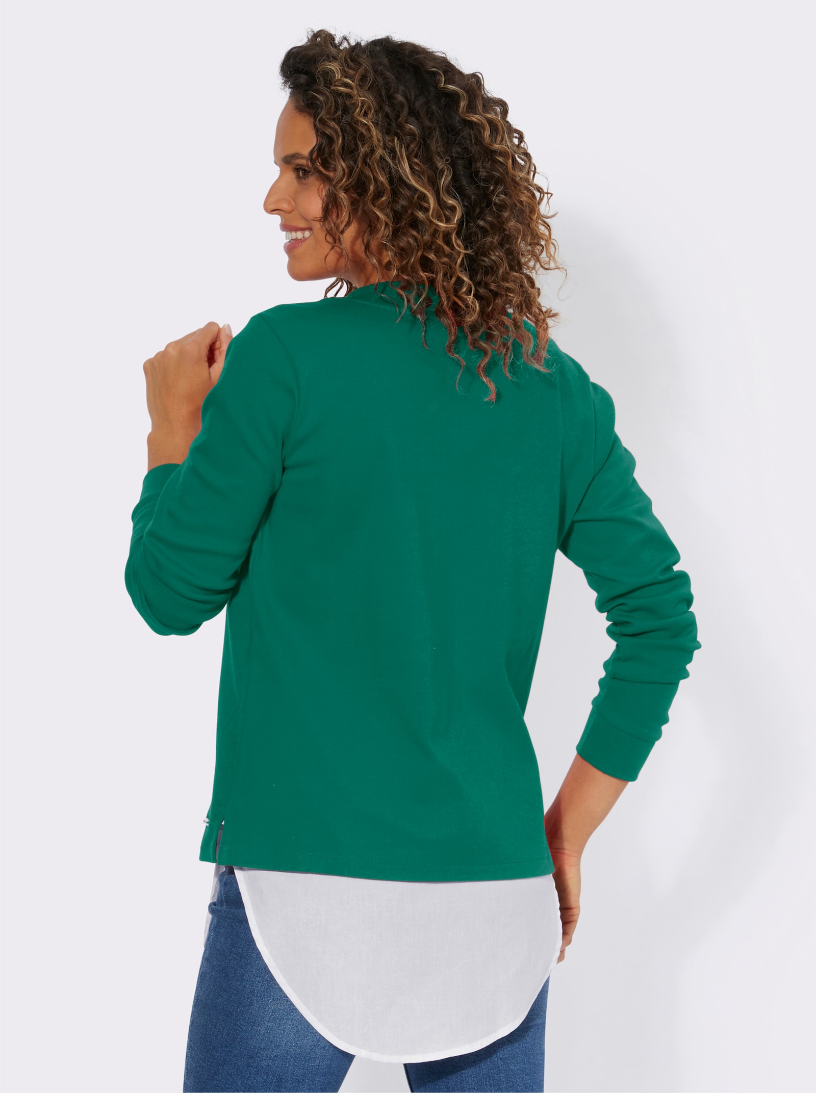 2-in-1-shirt met blousezoom - groen