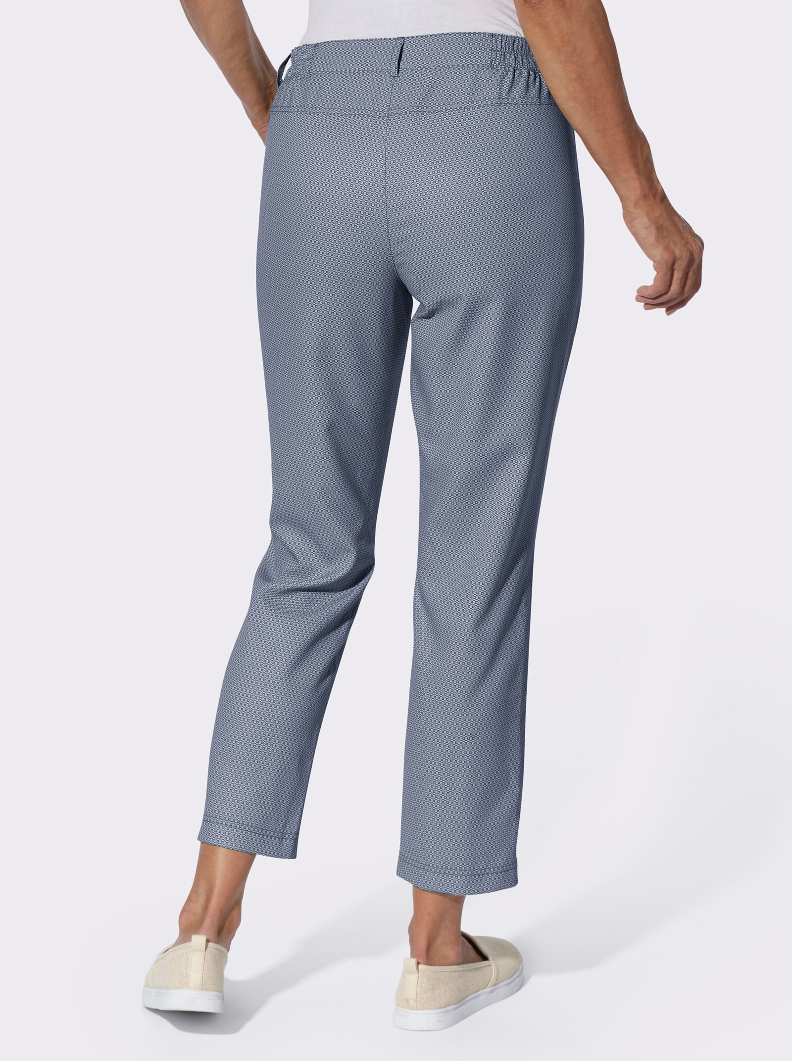 7/8-Hose im Minimal-Muster - dunkelblau-bedruckt