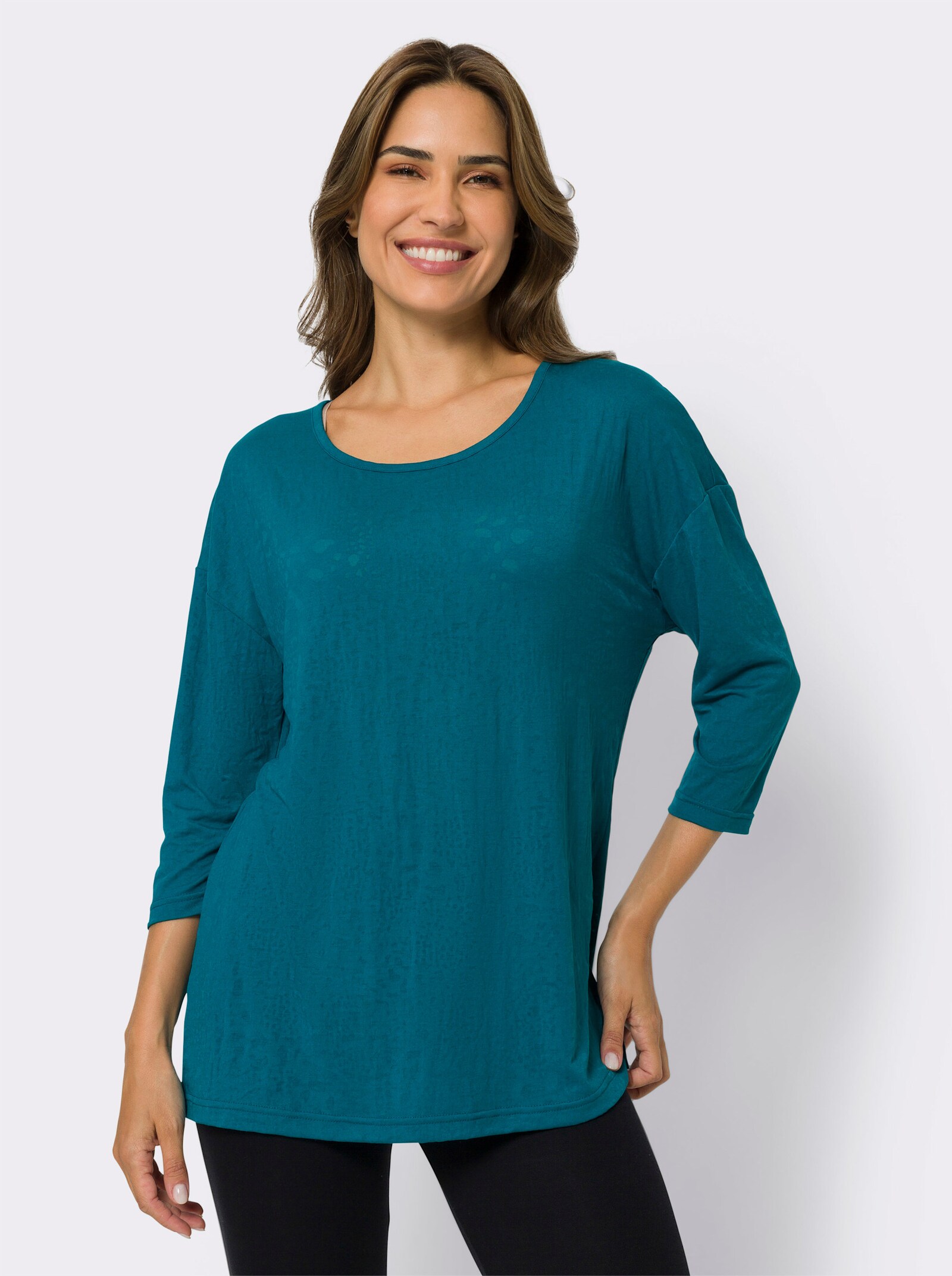 2-in-1-shirt met bijpassende top - aquapetrol + kalkmint