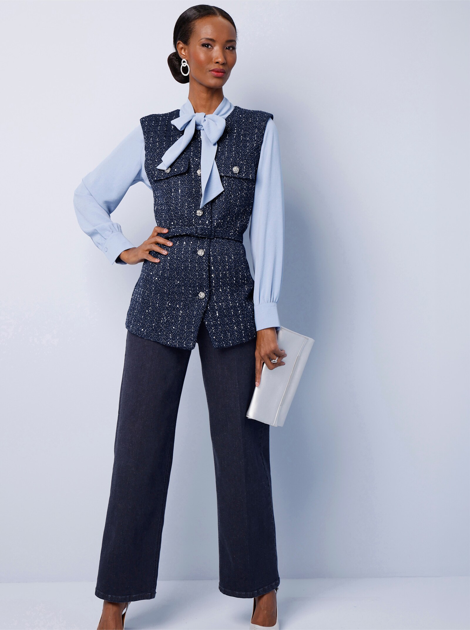 Schlupfjeans mit weiten Beinen - dark blue