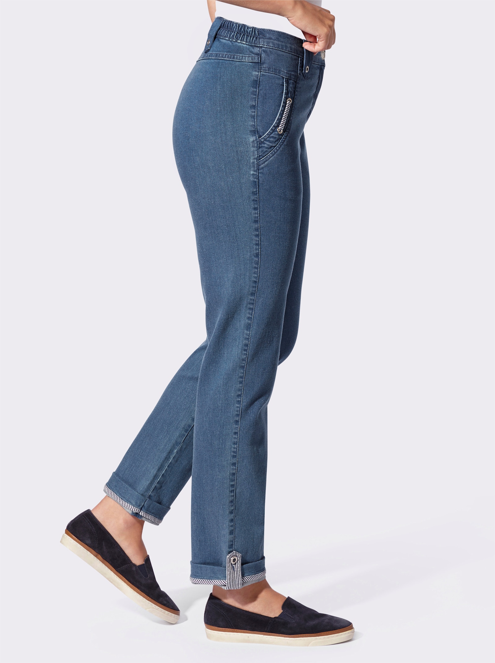 Schlupfjeans in Baumwoll-Stretch-Qualität - blue-bleached