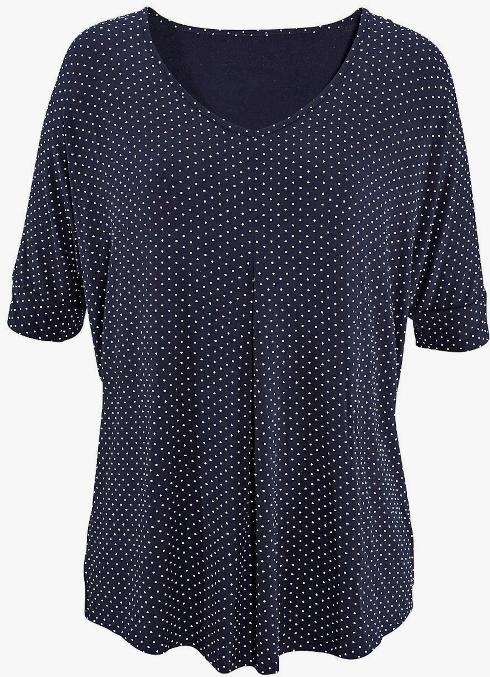 LASCANA Kurzarmshirt - navy-gepunktet