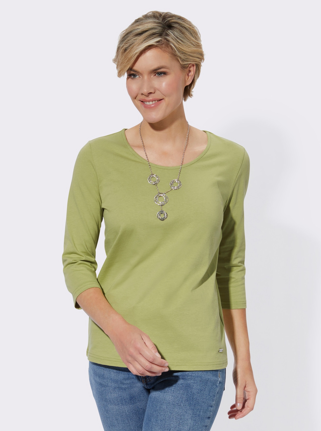 Shirt met ronde hals - lindegroen