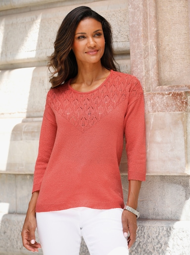 Pullover met 3/4-mouwen - grapefruit