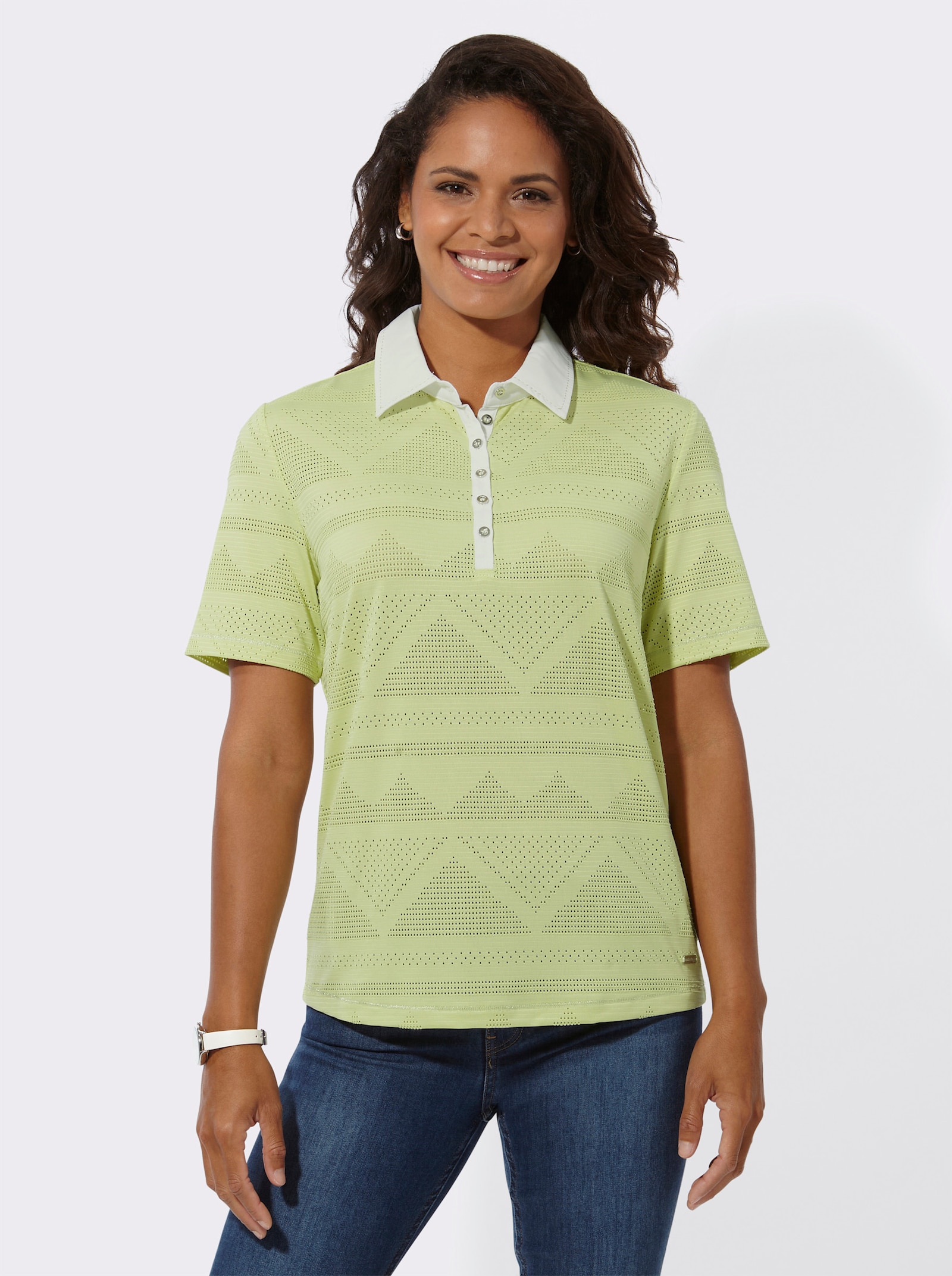 Poloshirt mit Jacquard-Muster - pistazie