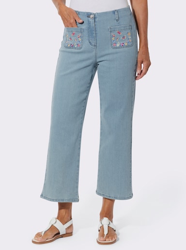 7/8-Jeans mit Stickerei auf den Taschen - blue-bleached
