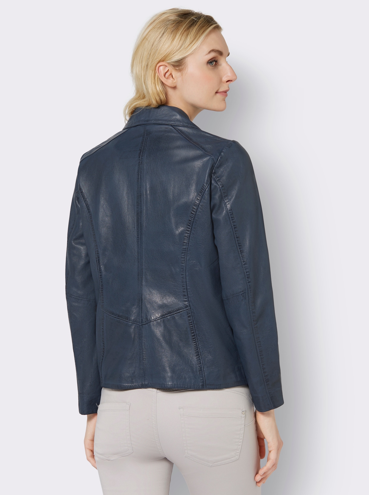 Mainpol Lederjacke - rauchblau