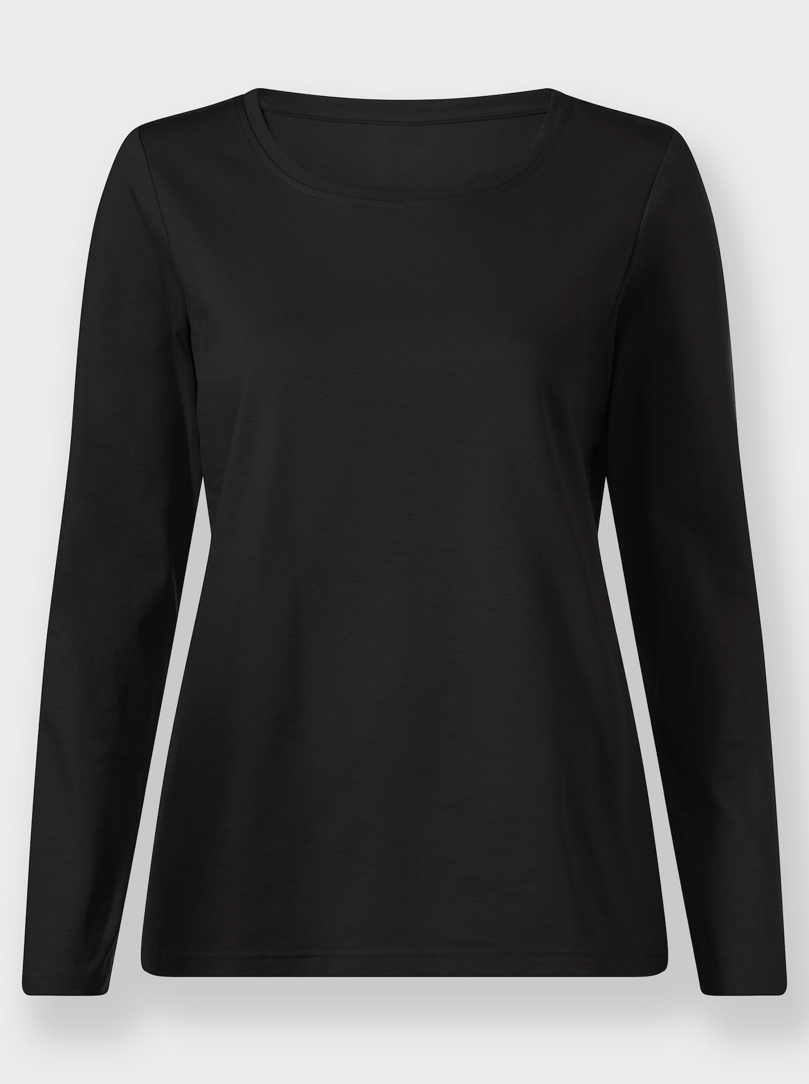 Rundhalsshirt mit zertifizierter Baumwolle - schwarz