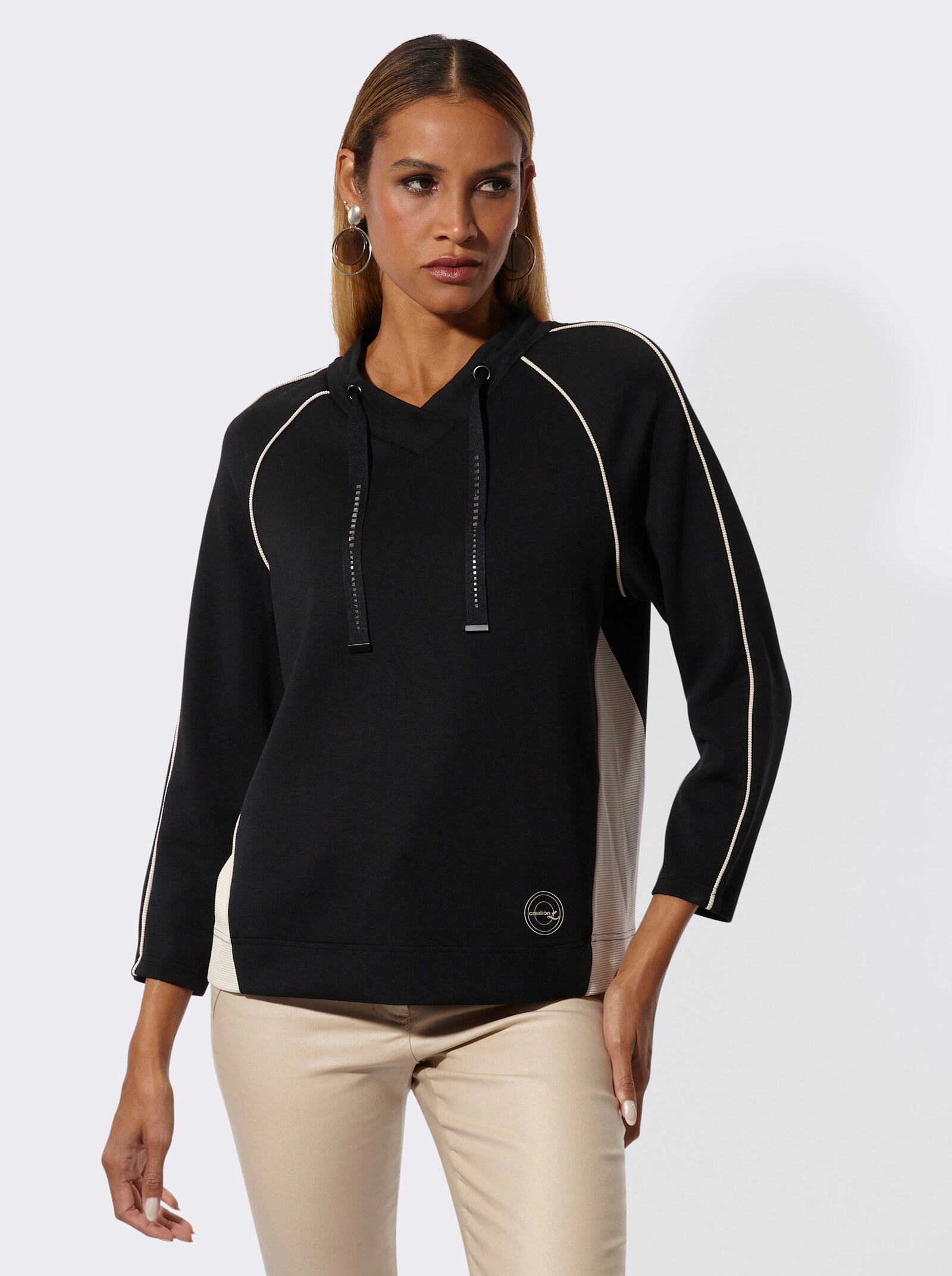 Sweatshirt mit Kontrastakzenten - schwarz