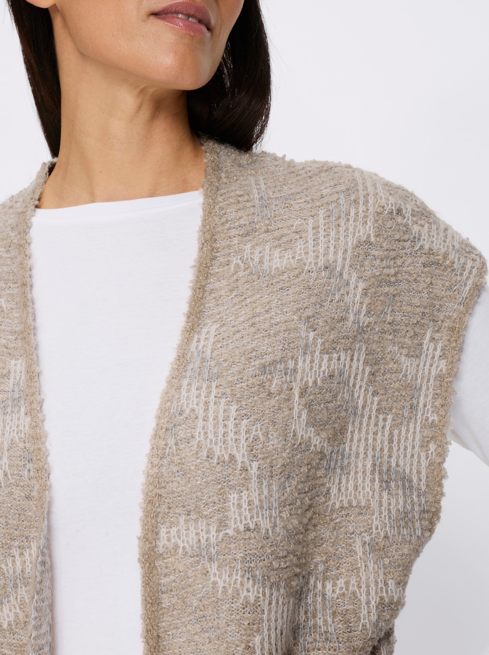 heine Strickweste - steingrau-champagner-gemustert