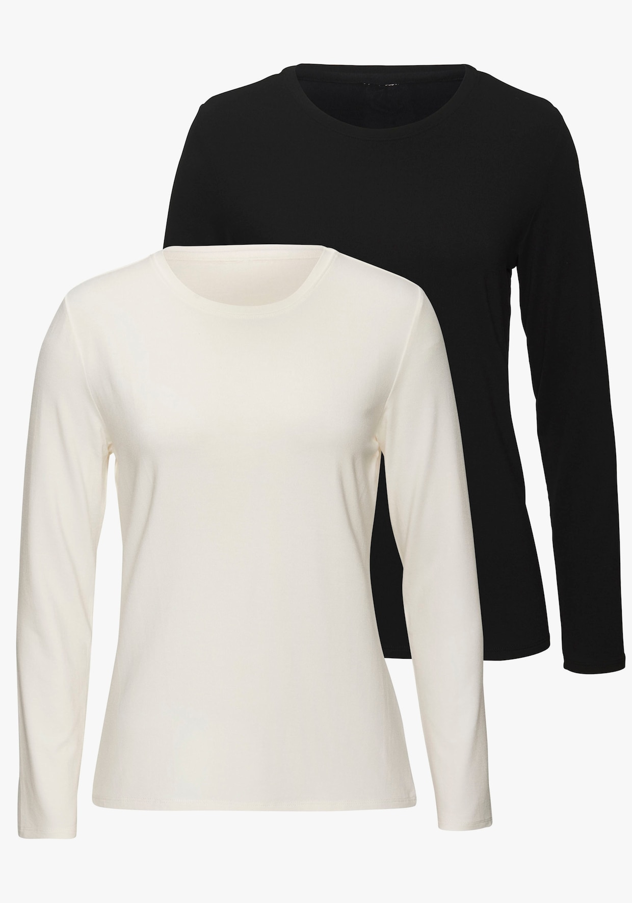 LASCANA Langarmshirt - creme, schwarz