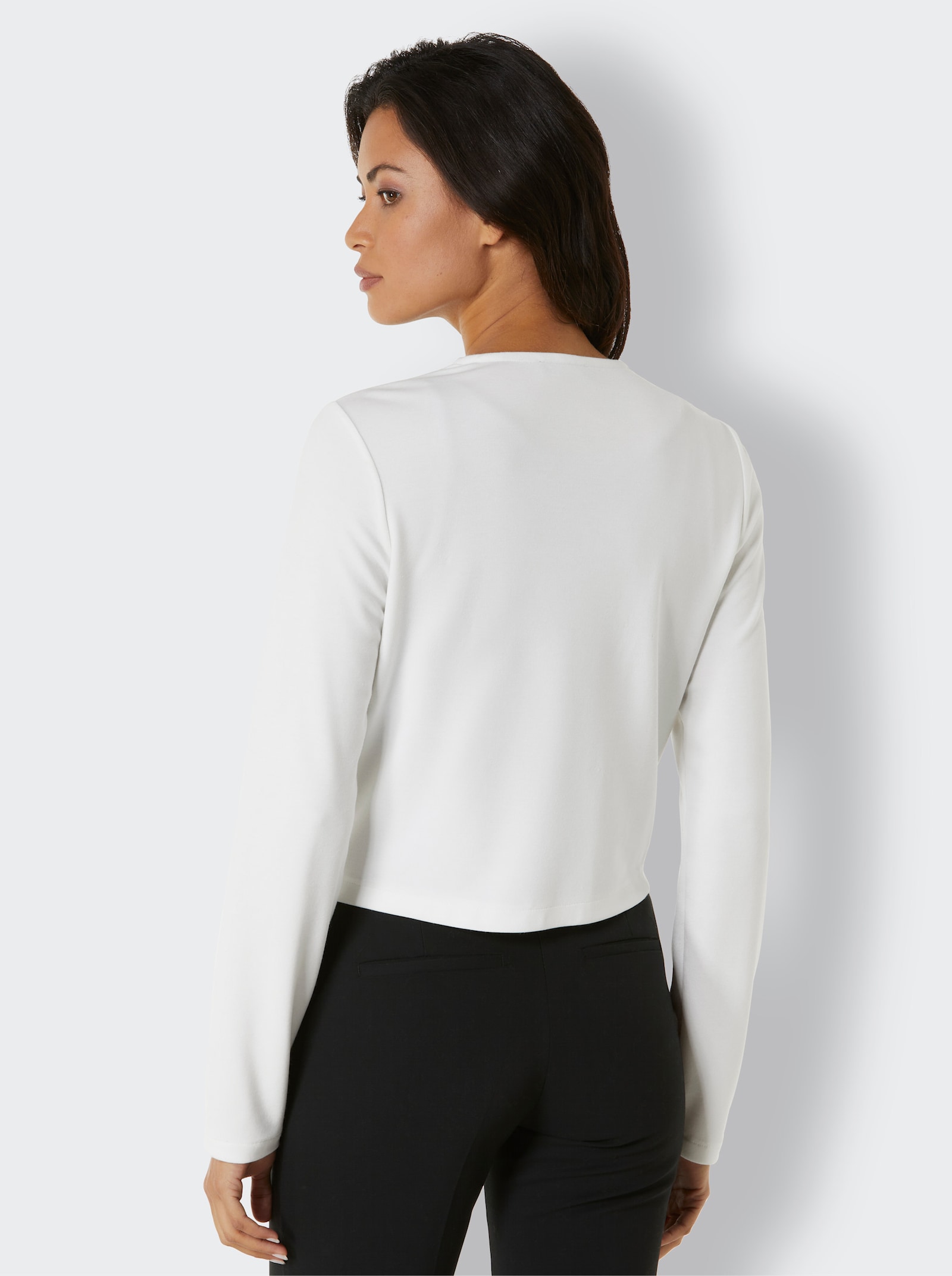 CREATION L PREMIUM Shirtjacke mit gewellten Kanten - weiß