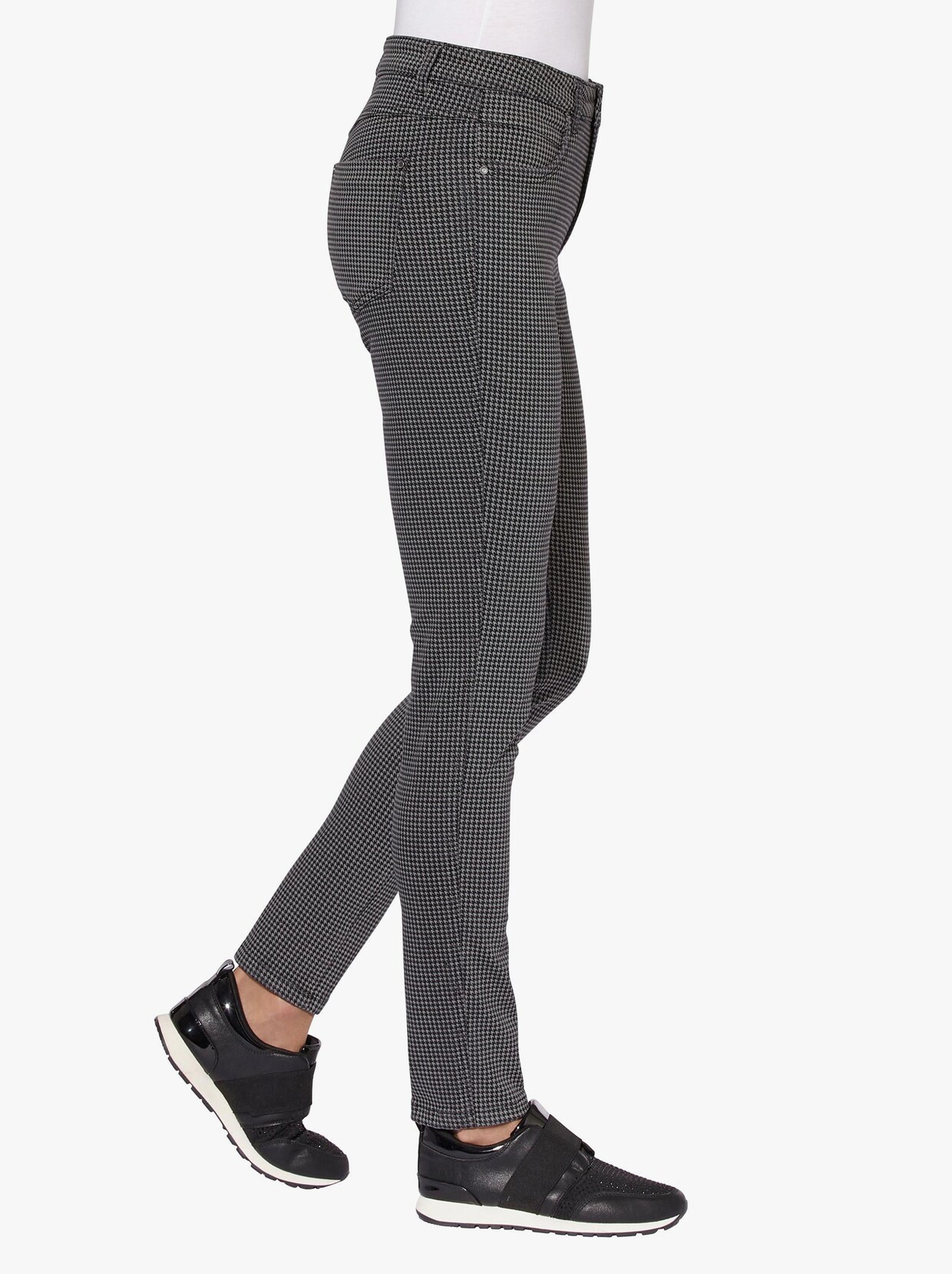 Jeans - grau-schwarz-bedruckt