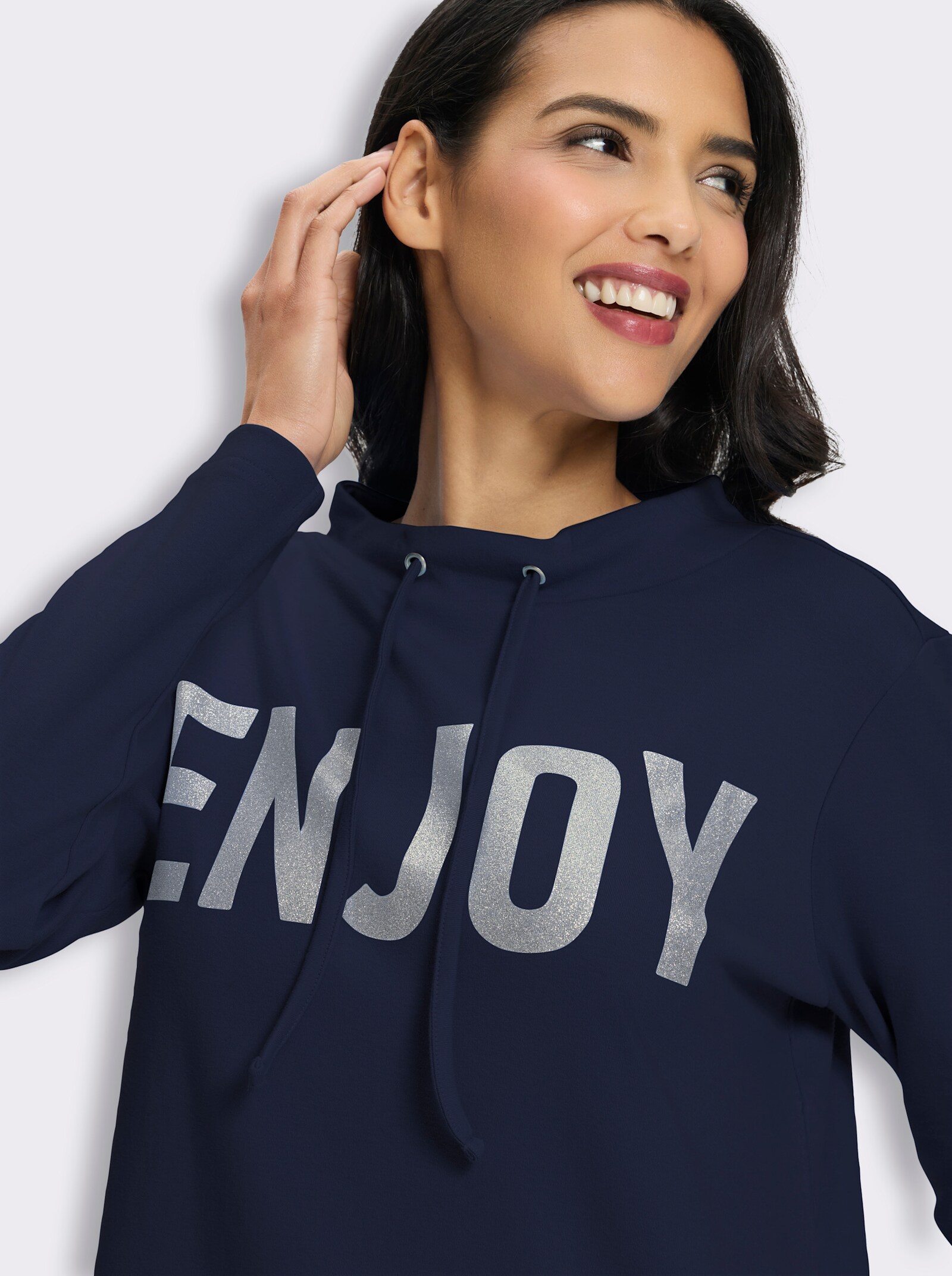 Sweatshirt mit platziertem Glitzer-Druck - marine