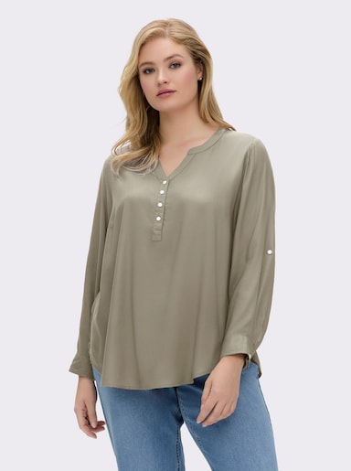 Longbluse mit abgerundetem Saum - schlamm
