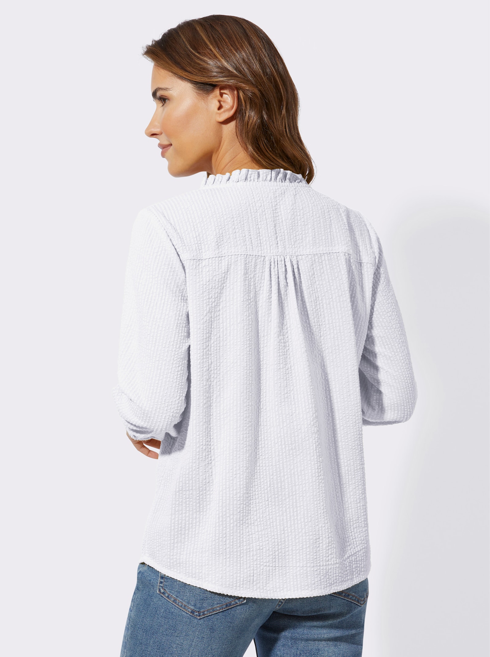 Comfortblouse met structuurpatroon - wit