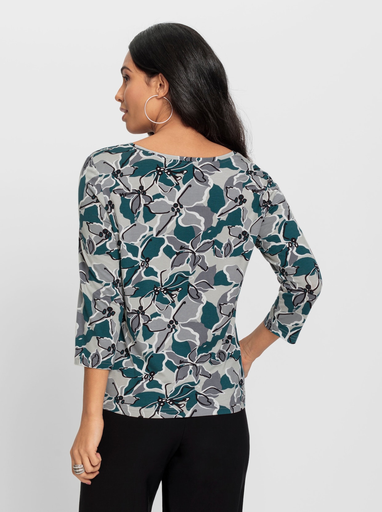T-shirt imprimé - gris clair-pétrole imprimé