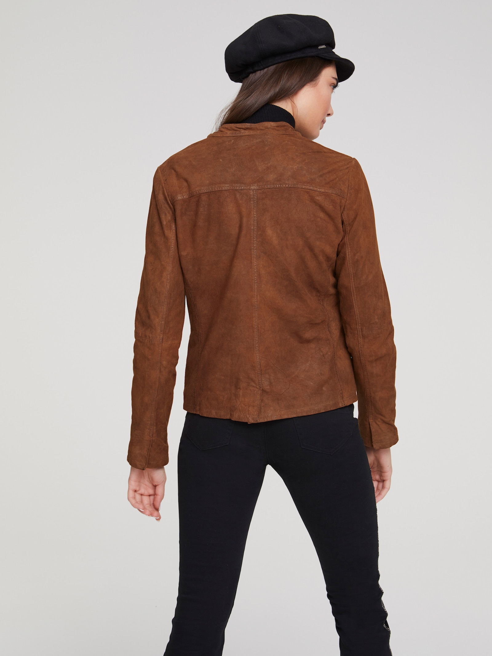 heine Lederjacke aus hochwertigem Veloursleder - cognac