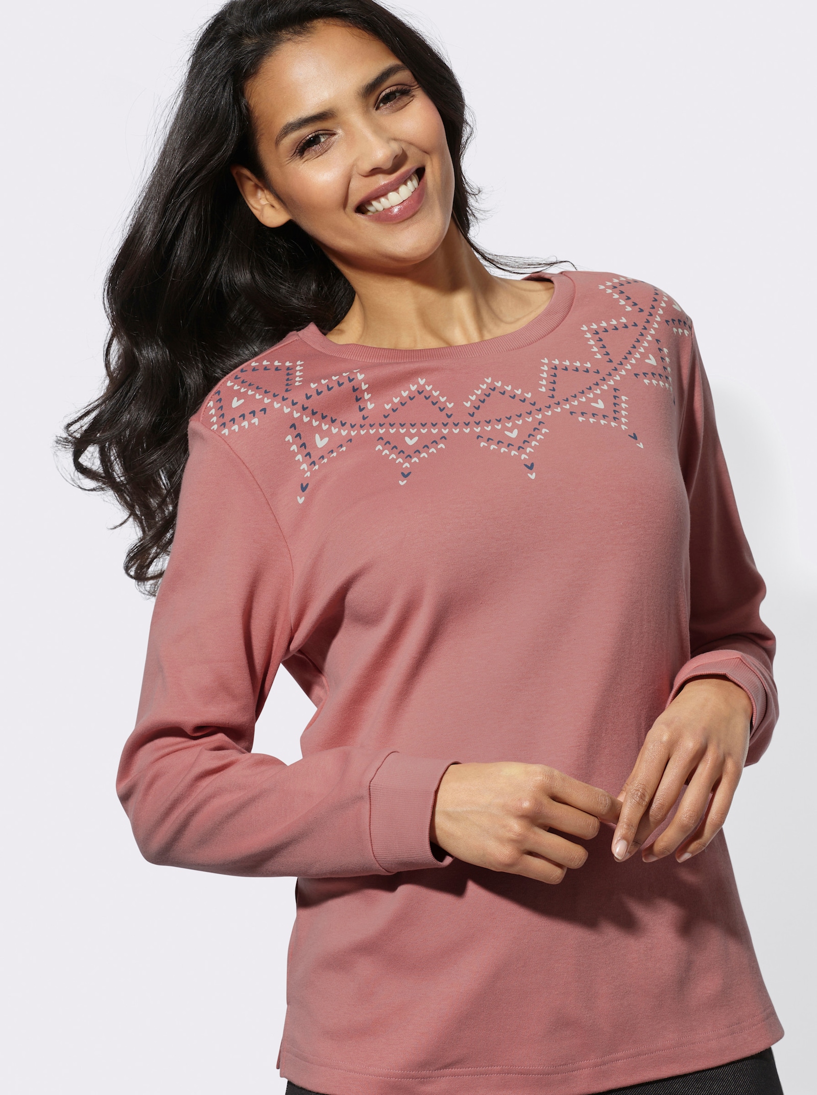 Sweatshirt mit platziertem Grafik-Print - rosenholz