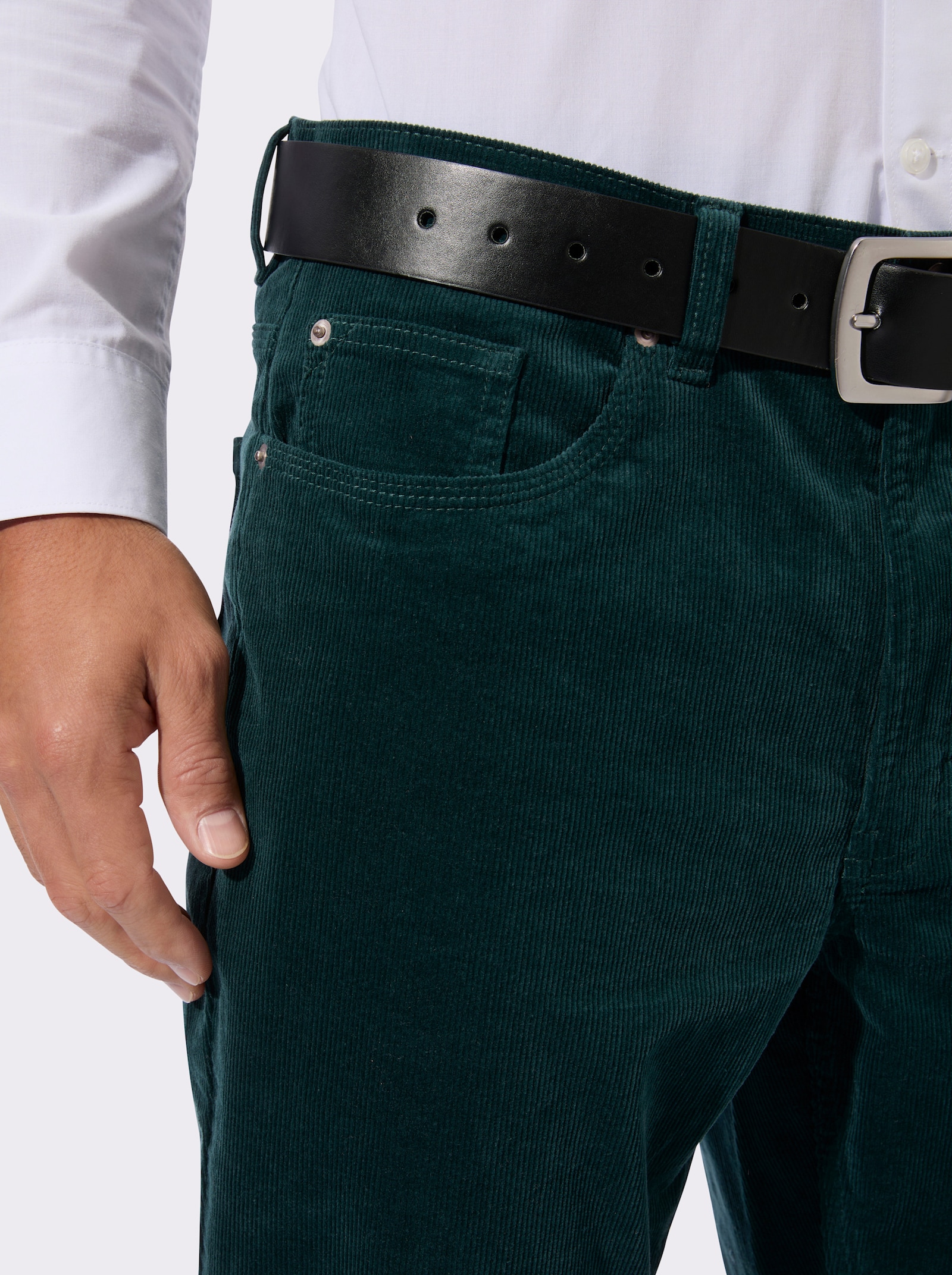 Nohavice, kord, bavlna-streč - petrolejová