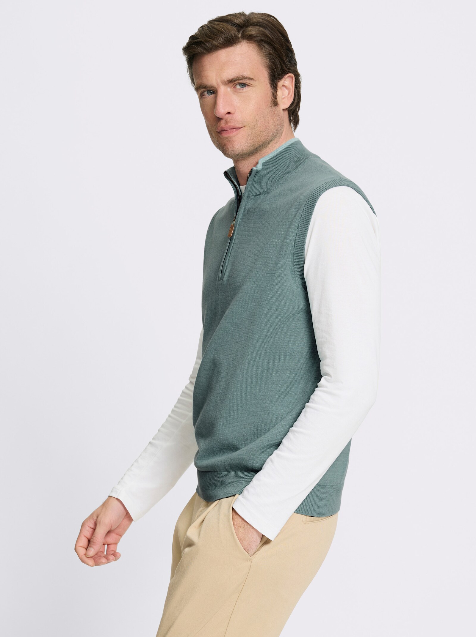 Catamaran Pullunder mit Stehkragen und Reißverschluss - jade