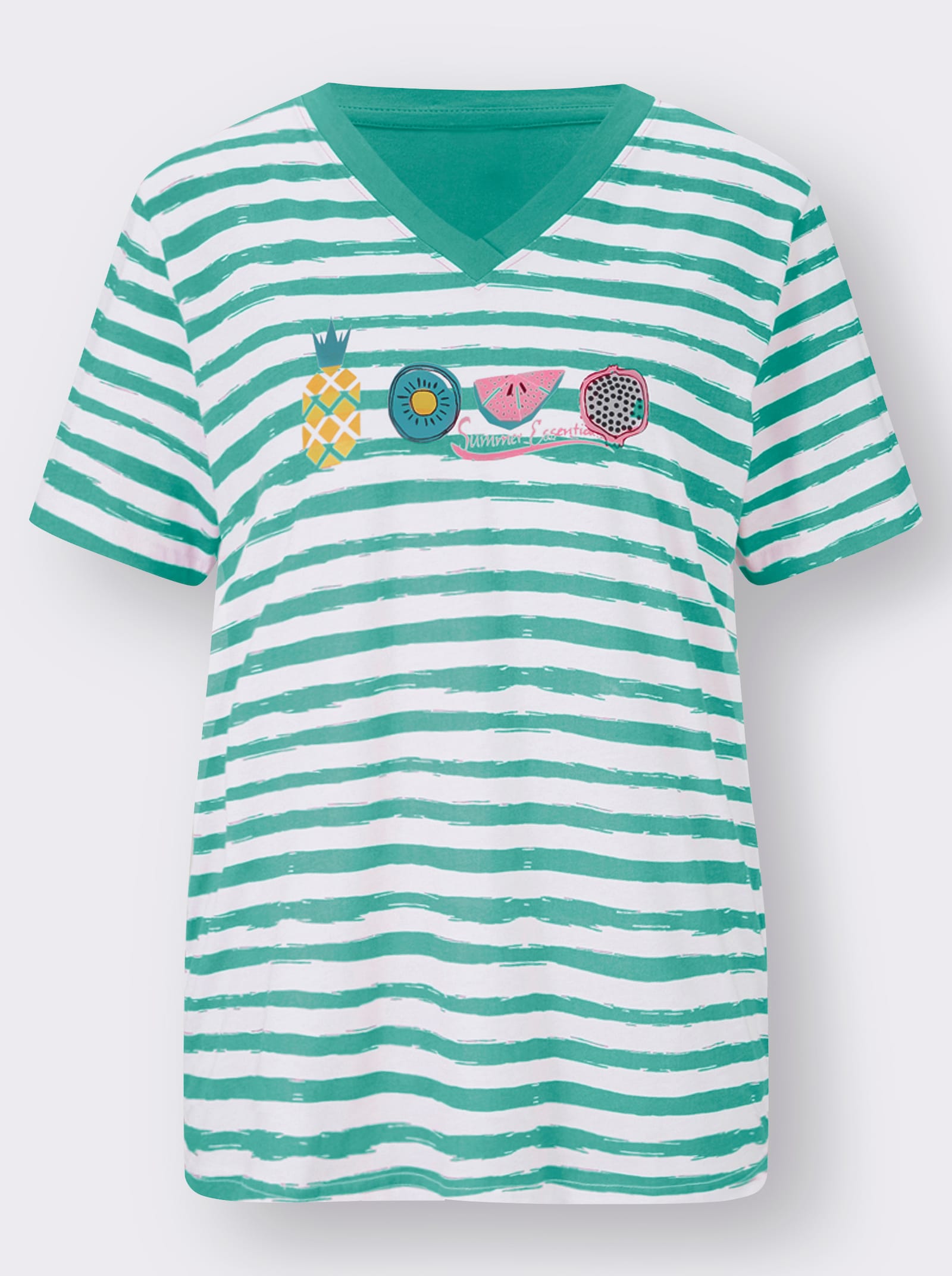 Comtessa Capri-pyjama’s van single-jersey - groen + groen gestreept