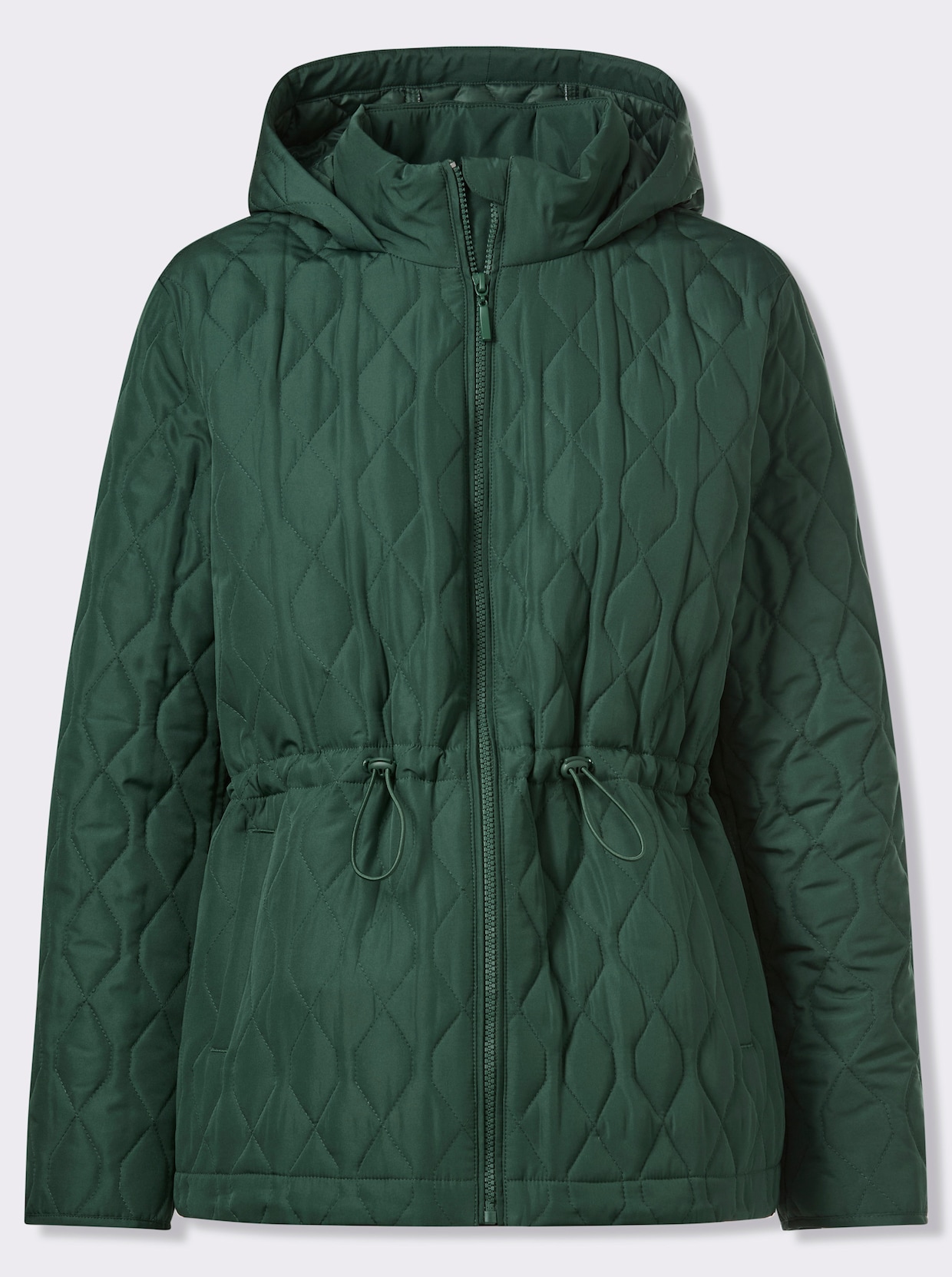 Gewatteerde jas met verstelbaar tunnelkoord in de taille - mos