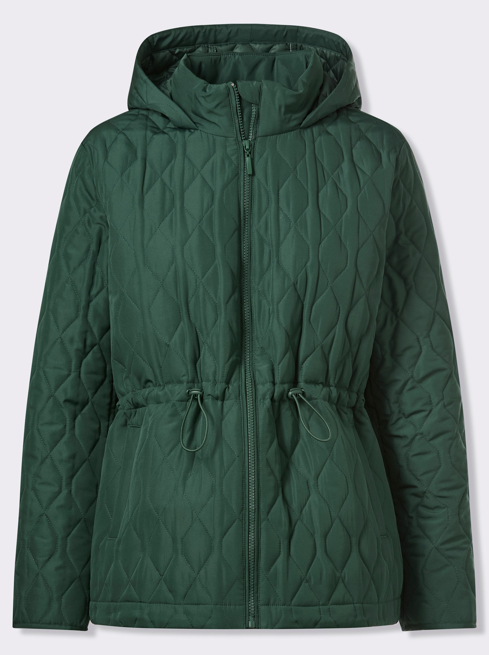 Steppjacke mit verstellbarem Tunnelzug in der Taille - moos