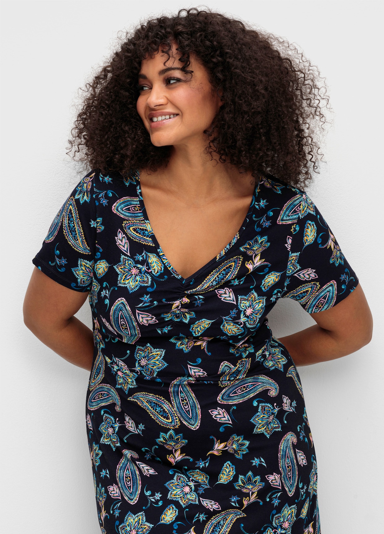 sheego by Joe Browns Jerseykleid - dunkelblau-gemustert