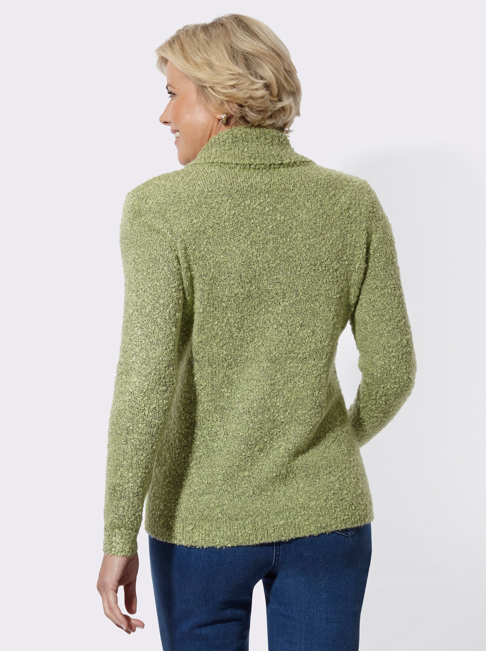 Pullover in 2-in-1-Optik mit Schalkragen - lindgrün