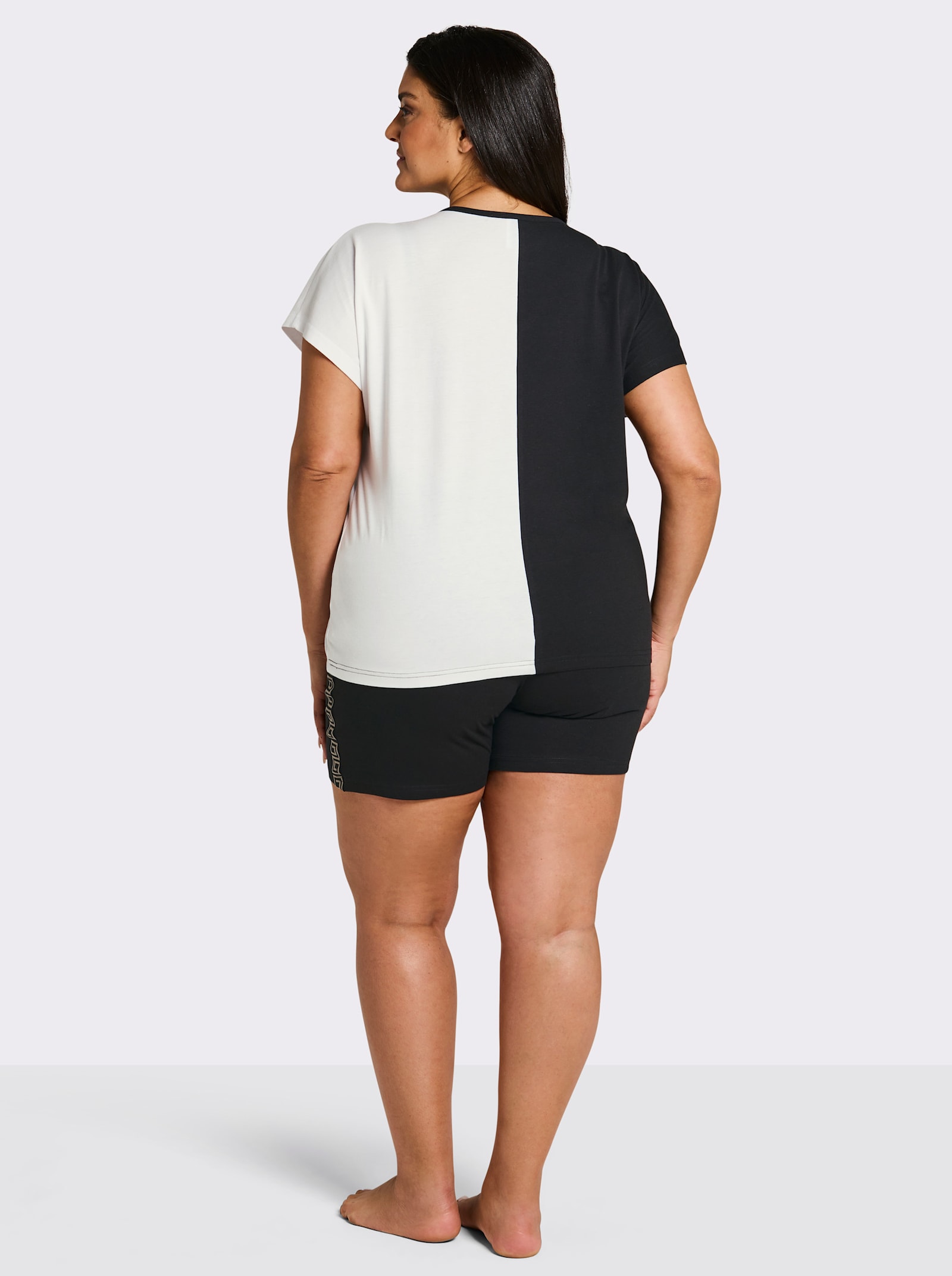 wäschepur Shorty im Colourblocking-Dessin - ecru-schwarz