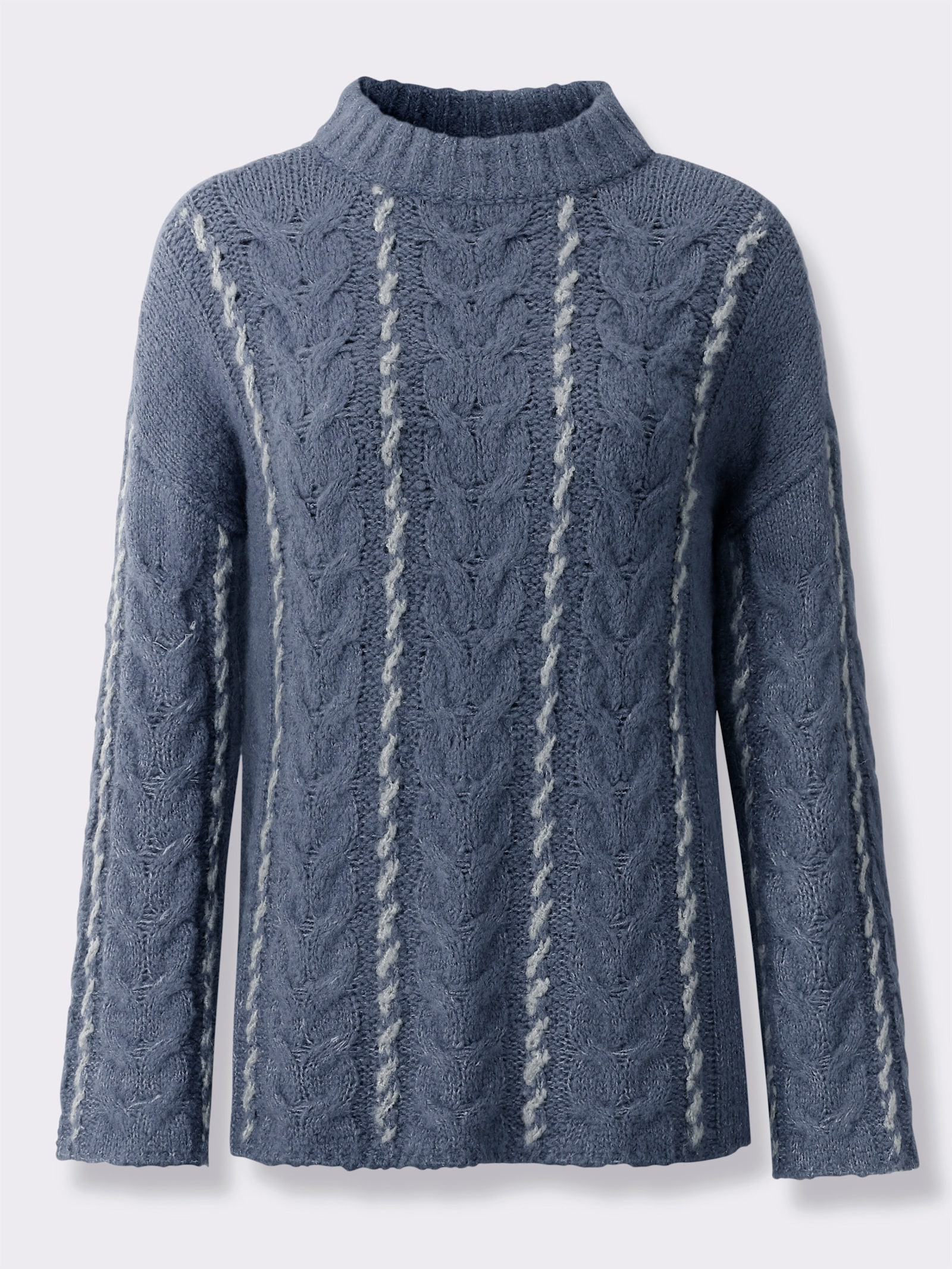 heine Strickpullover mit Zopfmuster - rauchblau