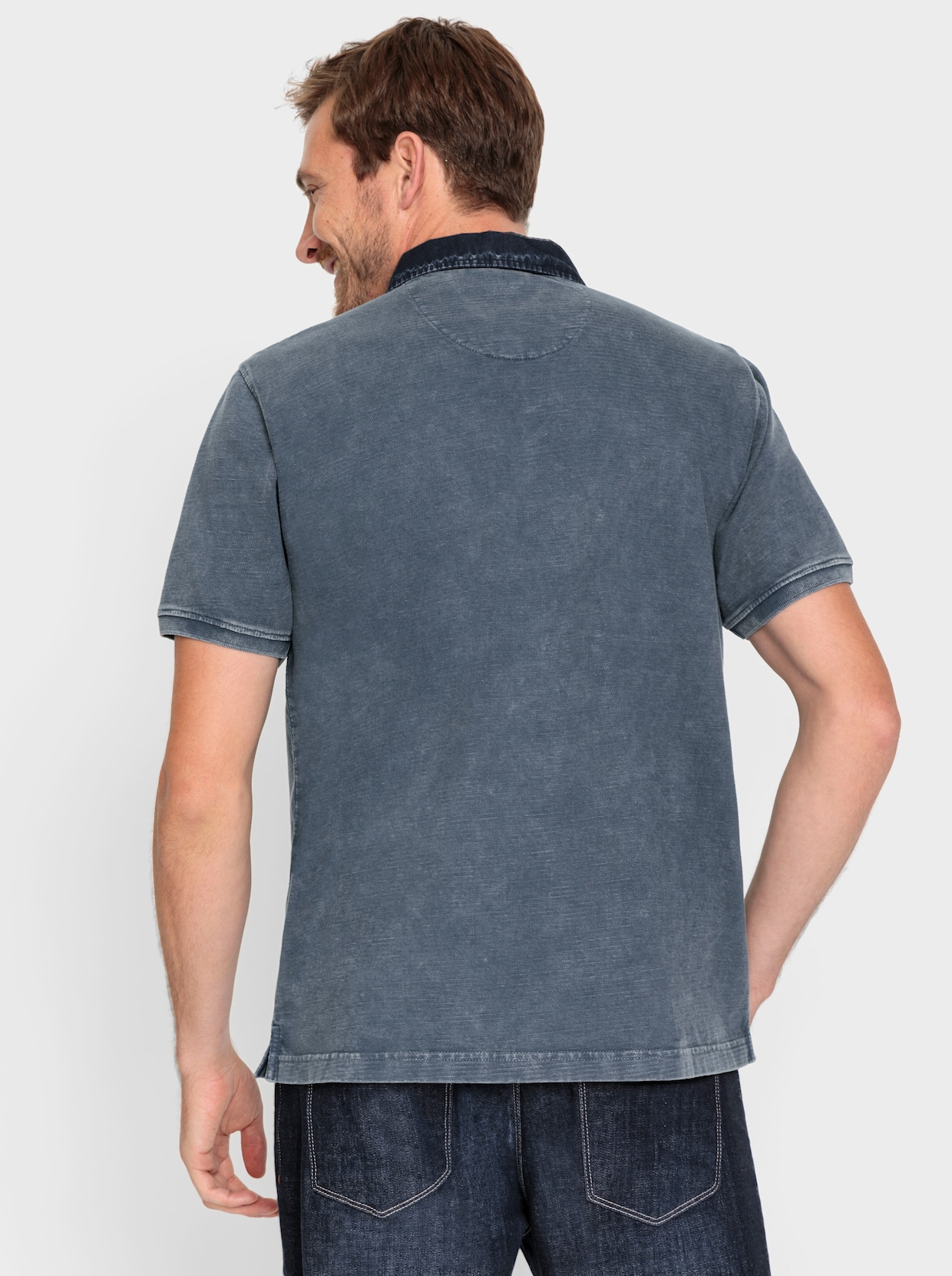 Marco Donati Kurzarm-Shirt - rauchblau-meliert