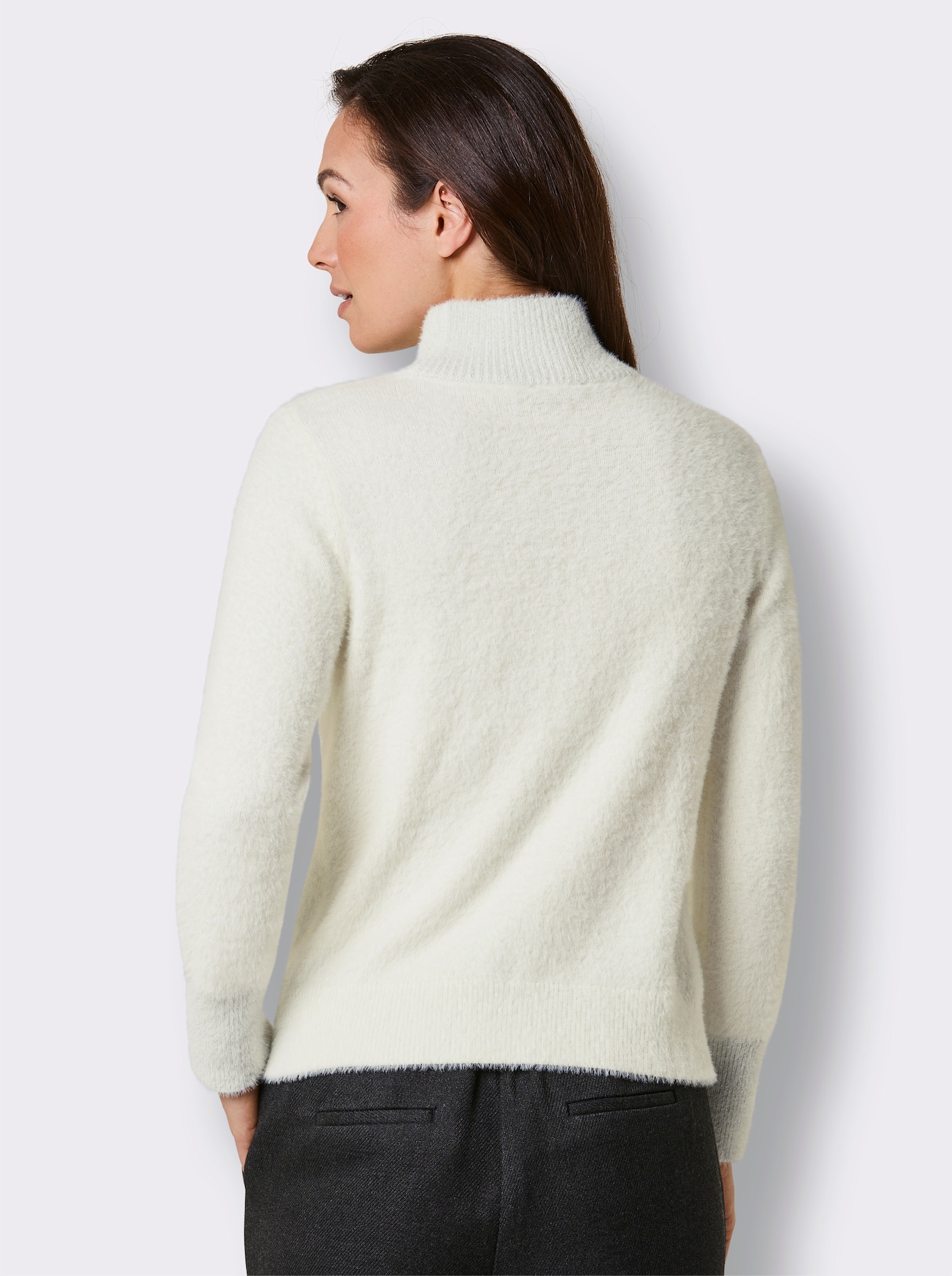 CREATION L PREMIUM Langarm-Pullover mit Glanzgarn - ecru