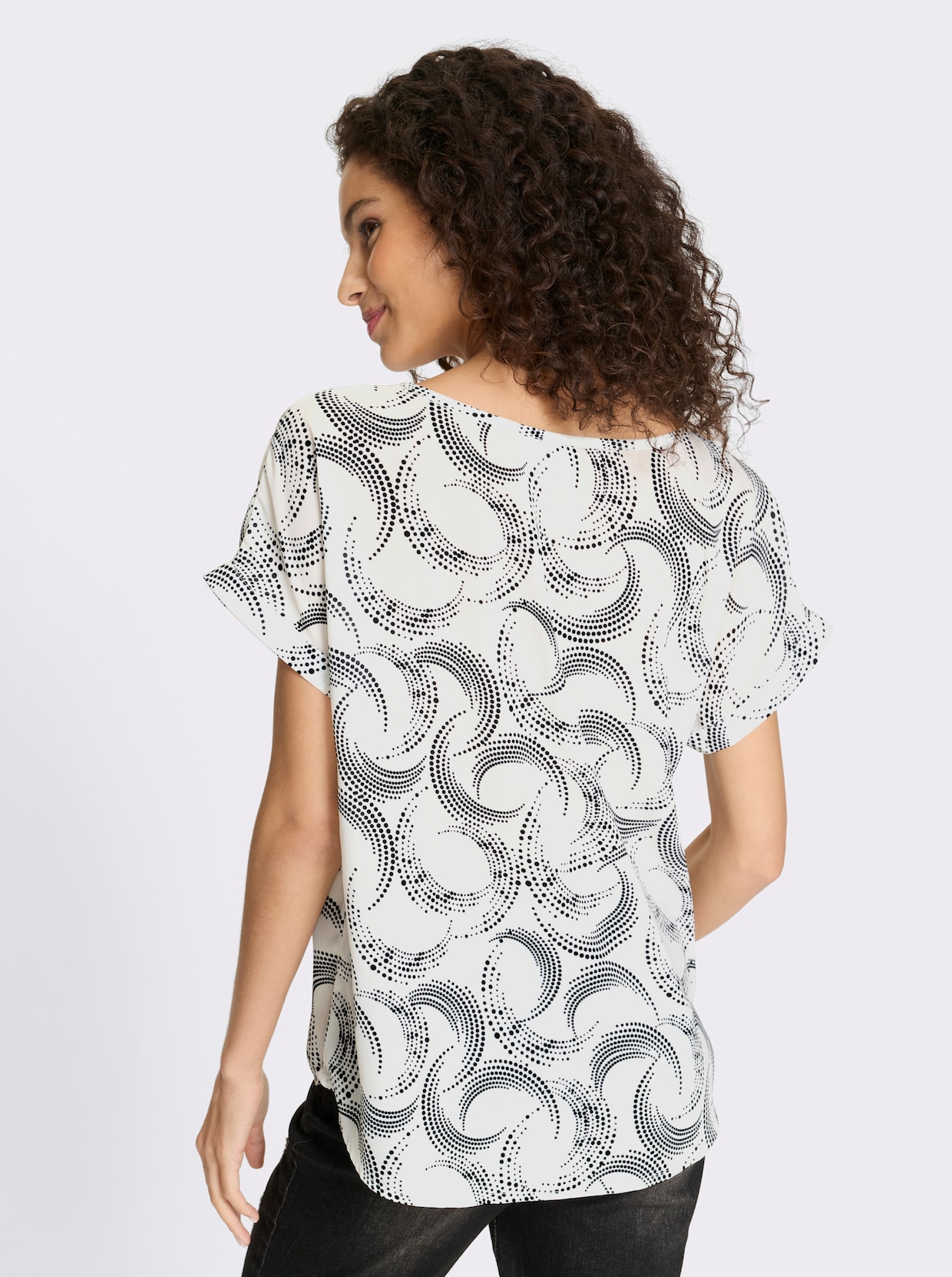 heine Druckbluse - ecru-schwarz-bedruckt