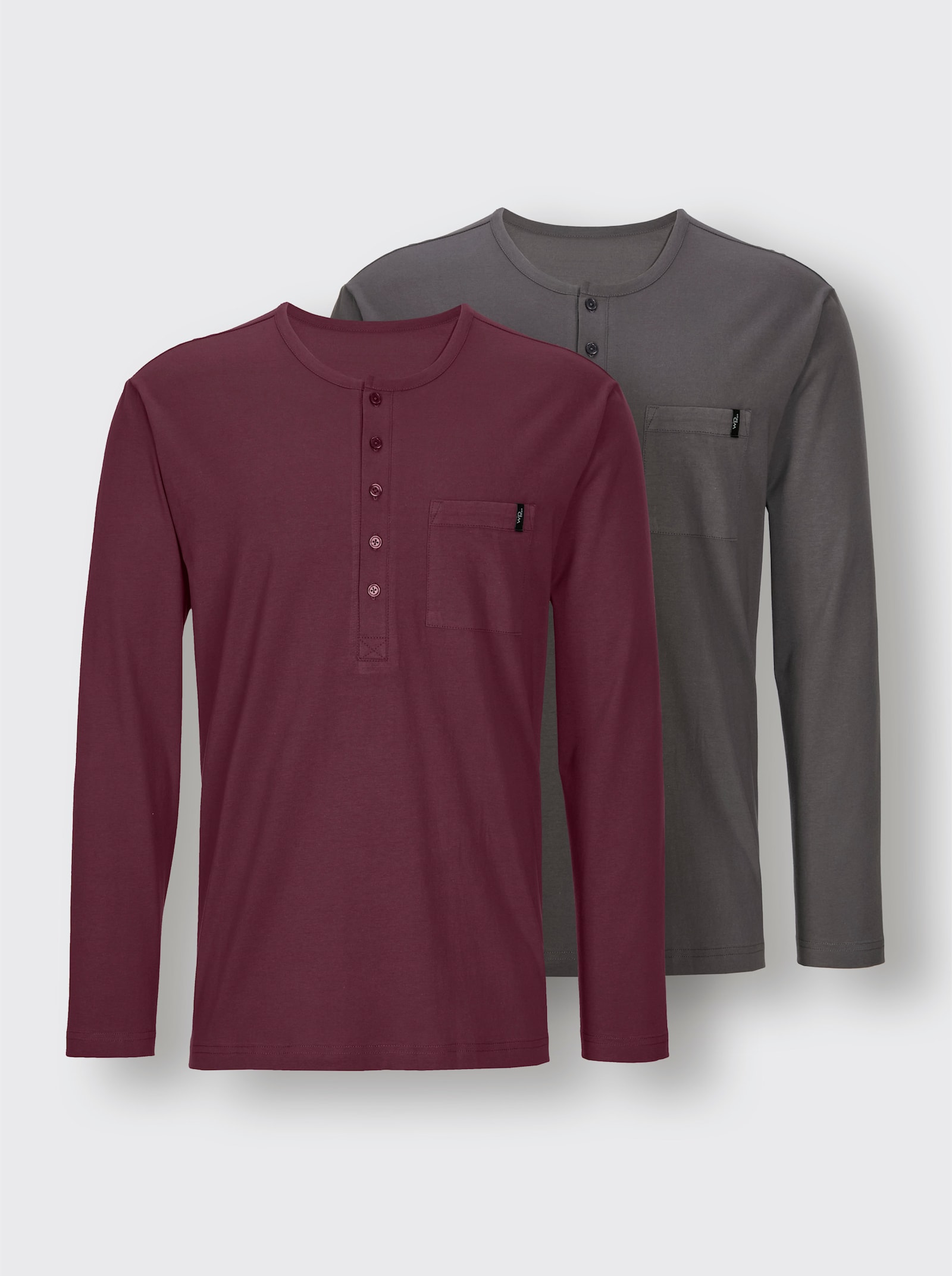 wäschepur men Schlafanzug-Shirts - burgund + anthrazit