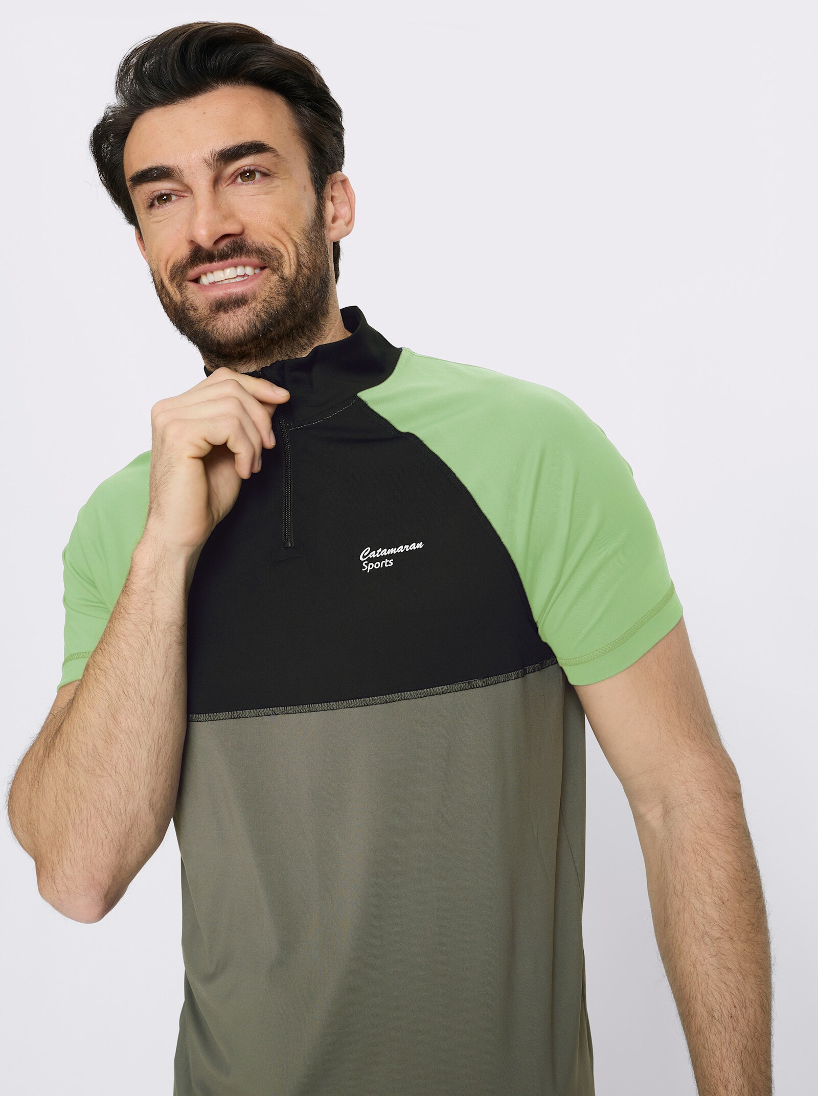 Catamaran Sports Fahrradshirt mit dreigeteilter Rückentasche - khaki