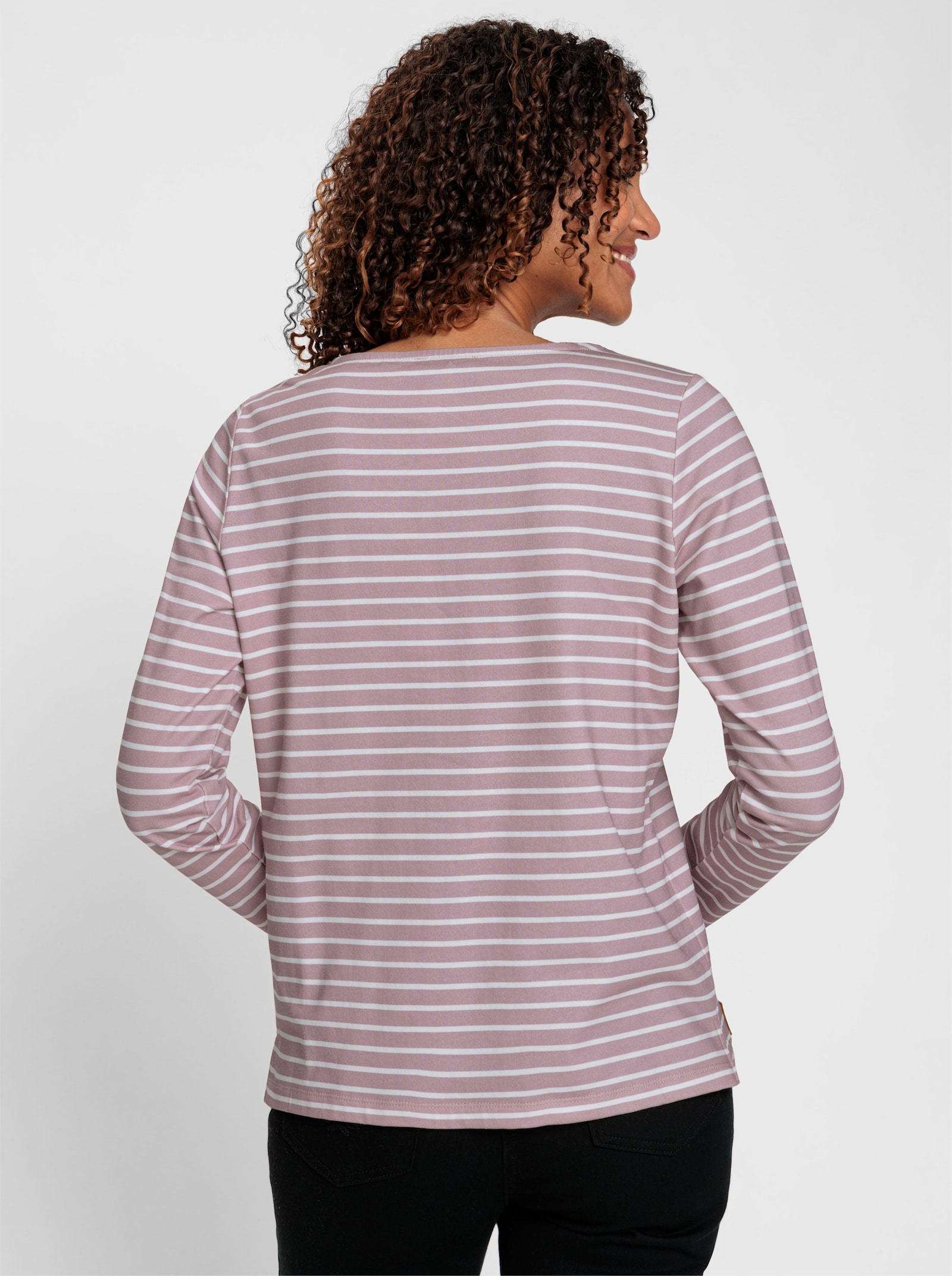 Sweatshirt im Ringel-Dessin - mauve-ecru-geringelt