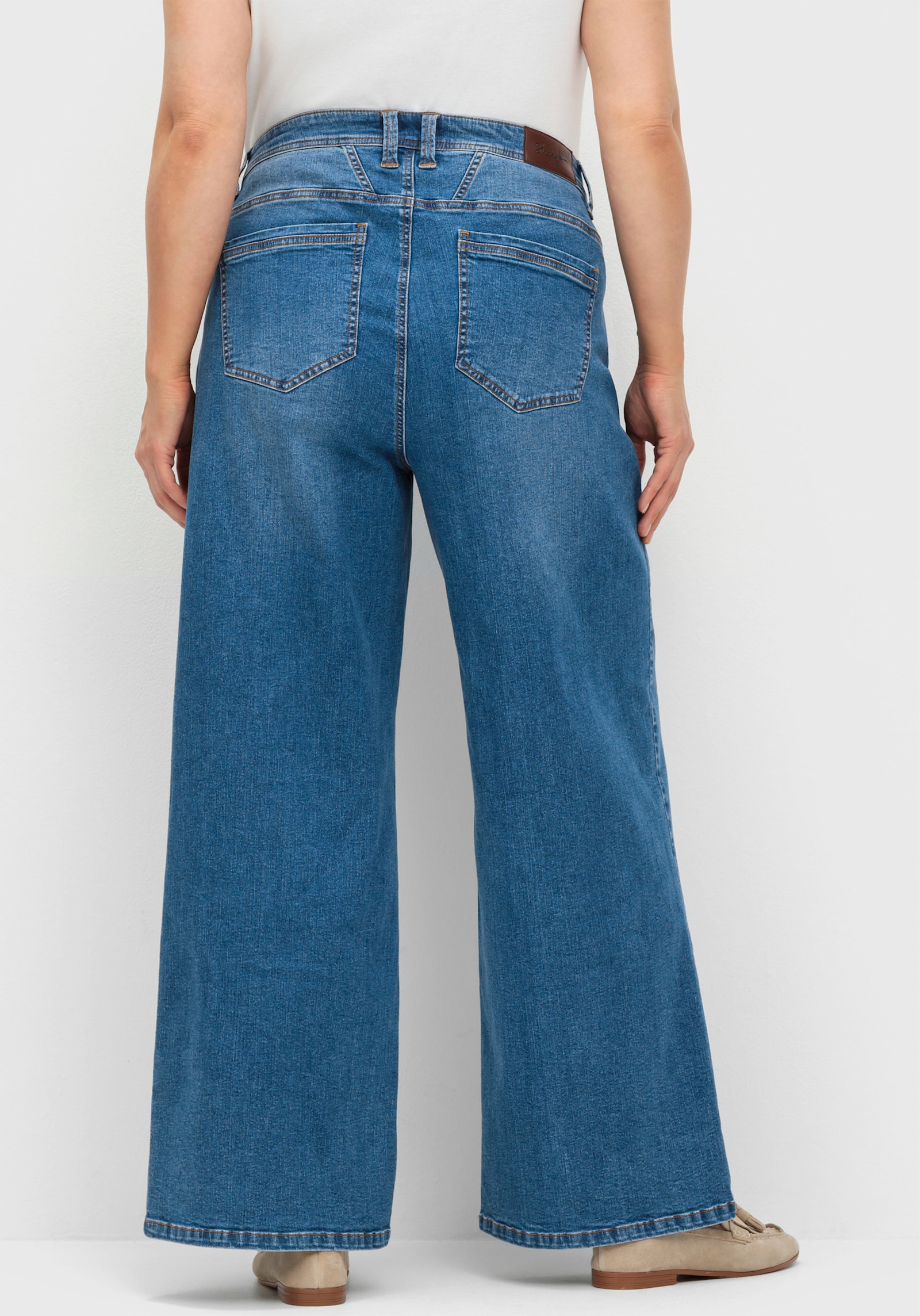 sheego Stretchjeans met wijde pijpen - blue denim