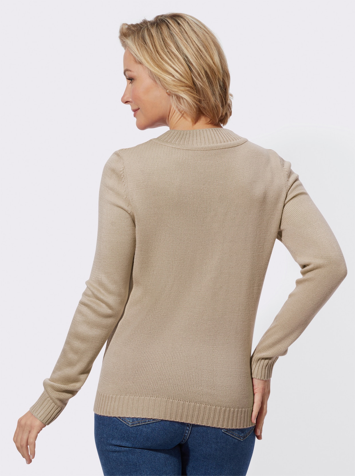 Langarm-Pullover - beige