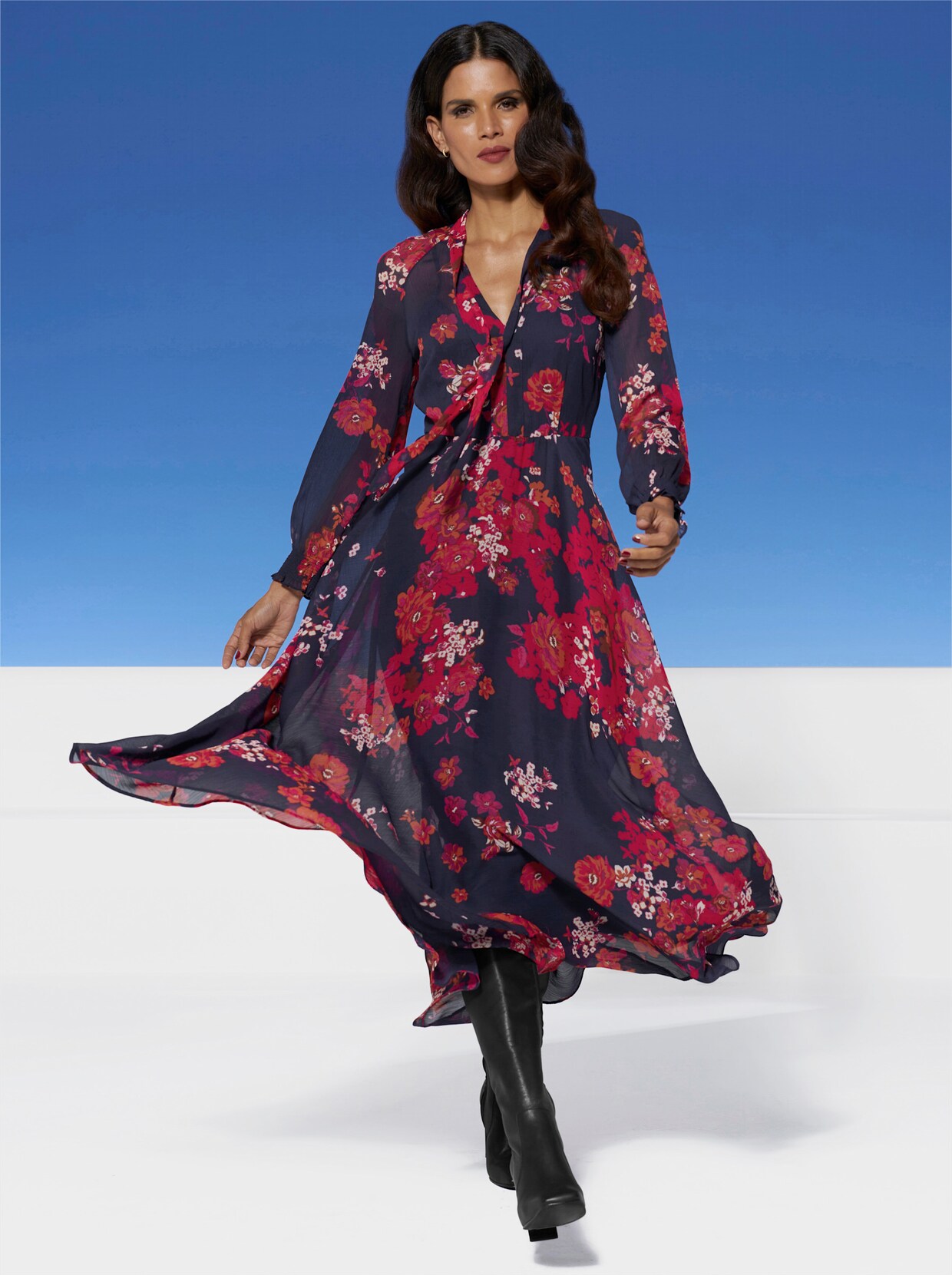 heine Jurk met print - pink/marine bedrukt
