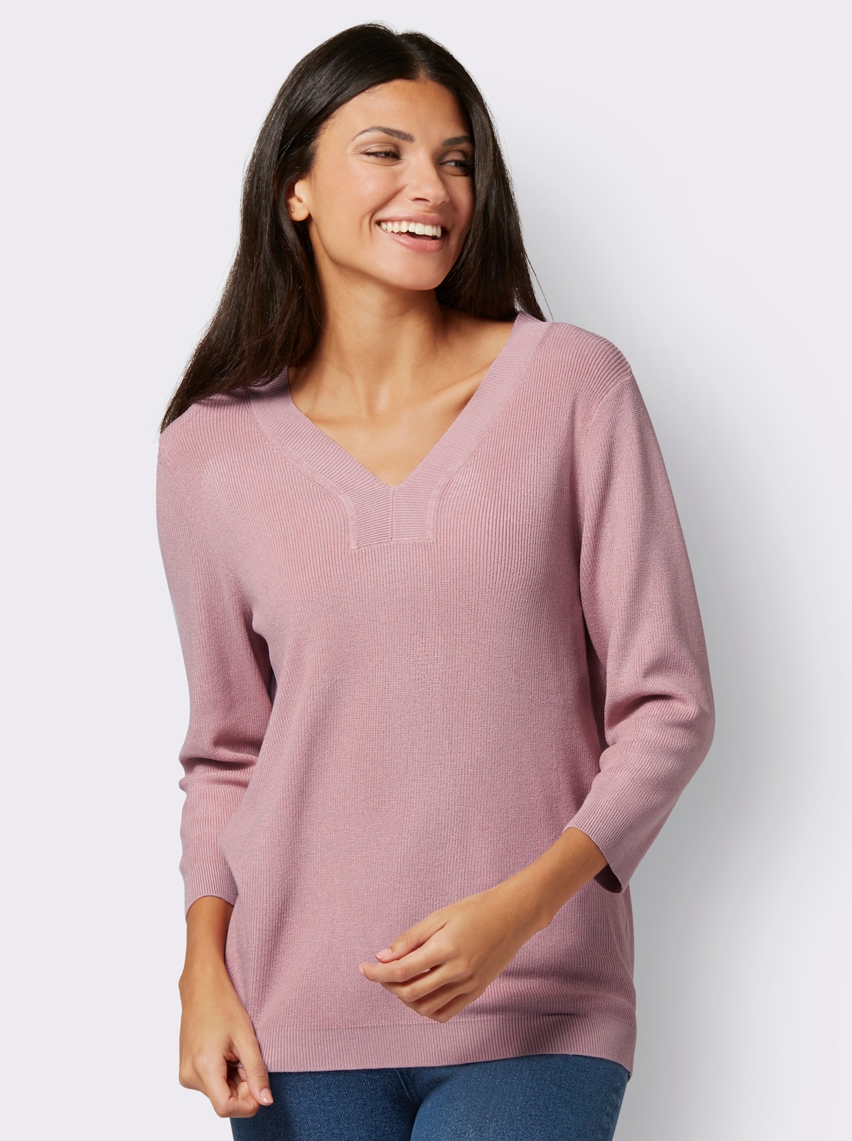 Pullover met V-hals - hortensia