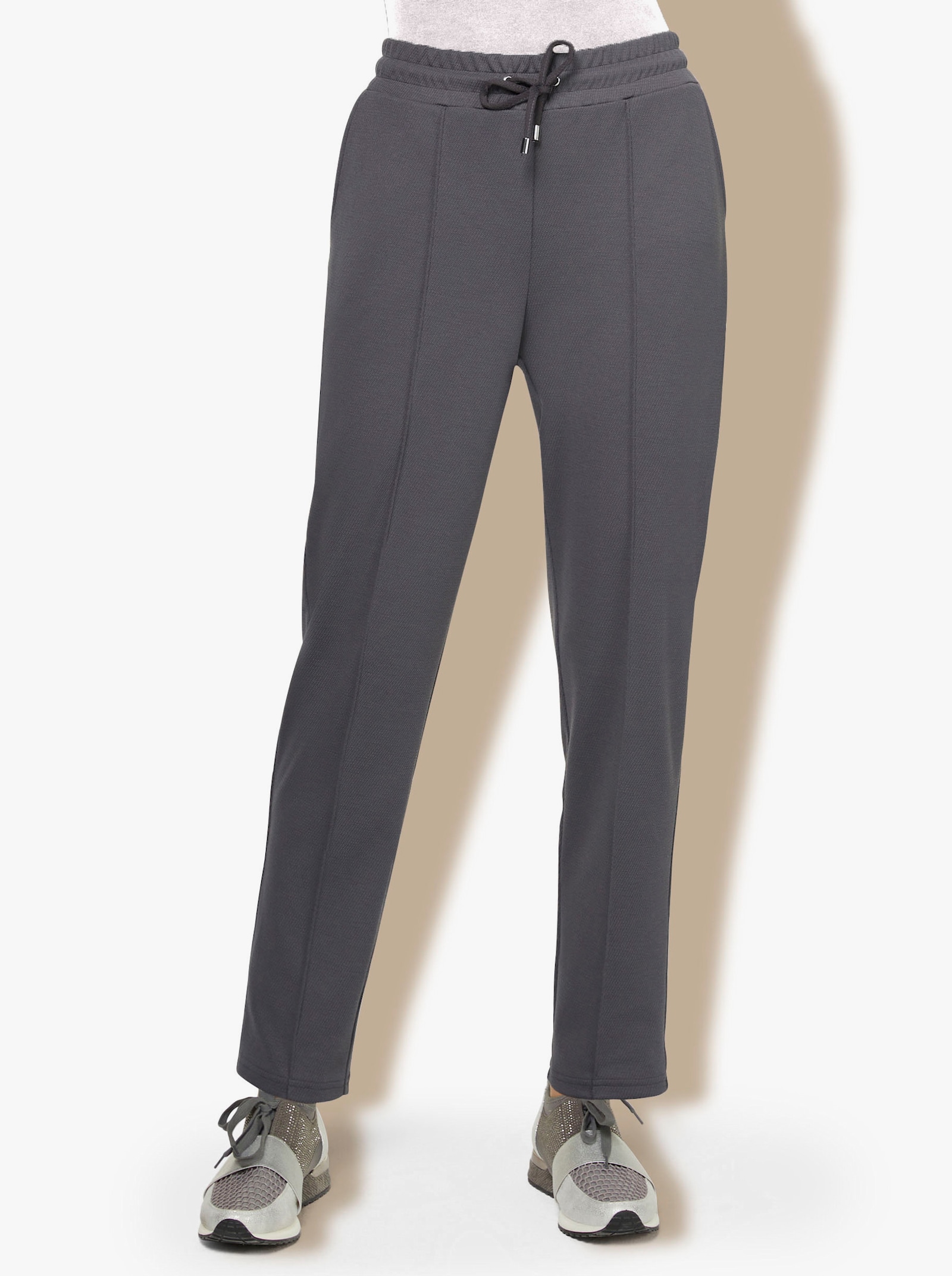 Jogg Pants mit Rundum-Dehnbund, Tunnelzug und Bindeband - anthrazit