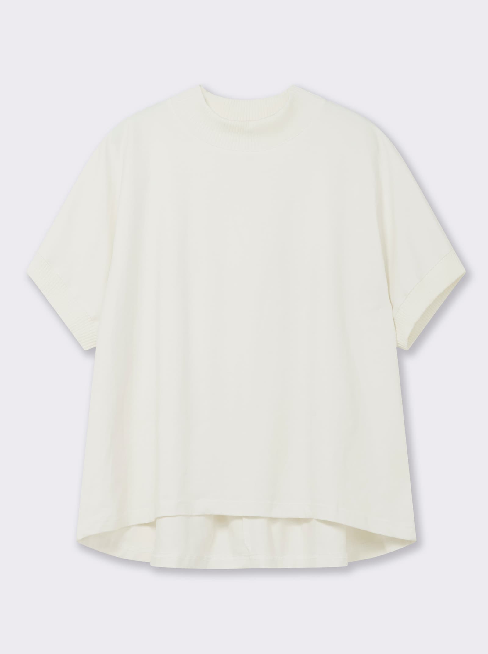 Stehkragenshirt mit Fledermaus-Ärmeln - ecru